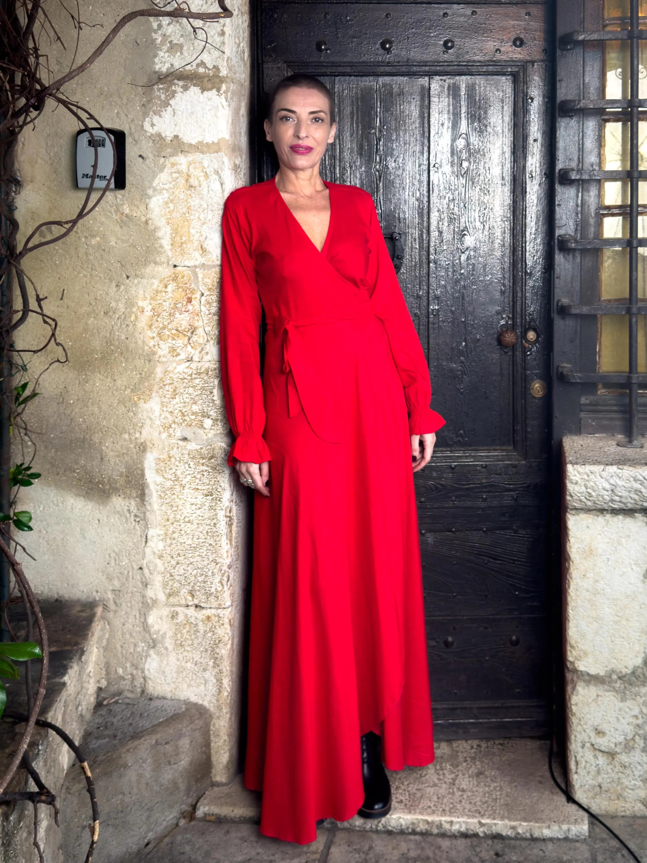 Robe longue portefeuille - Robe bohème chic - Robe cache cœur - Robe fendue - Robe toutes saisons - Cadeau pour elle