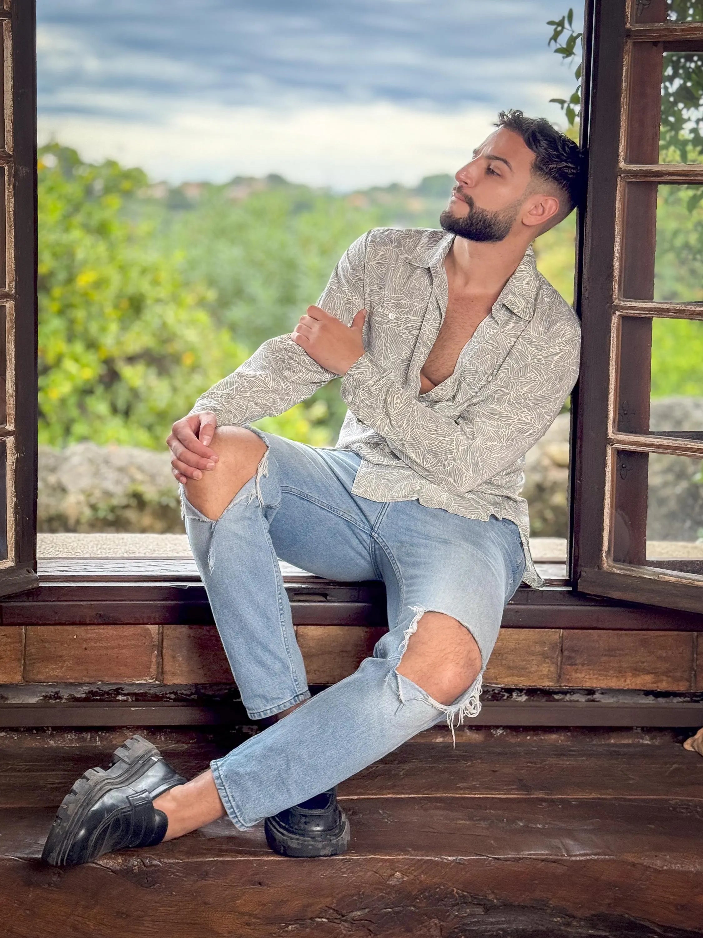 Chemise en soie à grand col français rétro - Chemise manches longues - Chemise boho chic, Chemise vintage, Chemise chic homme