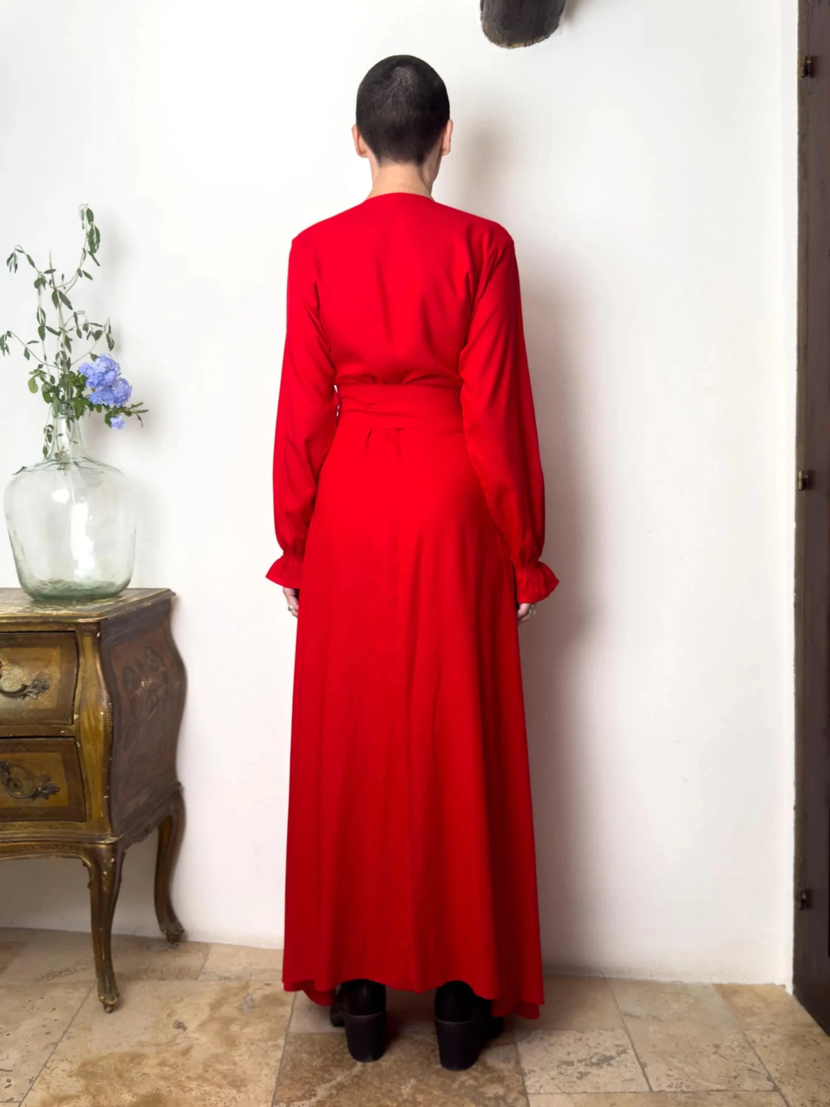 Long Wrap Dress - Boho Chic Dress - Wrap-Style Dress - Slit Dress - All-Season Dress - Gift for Her