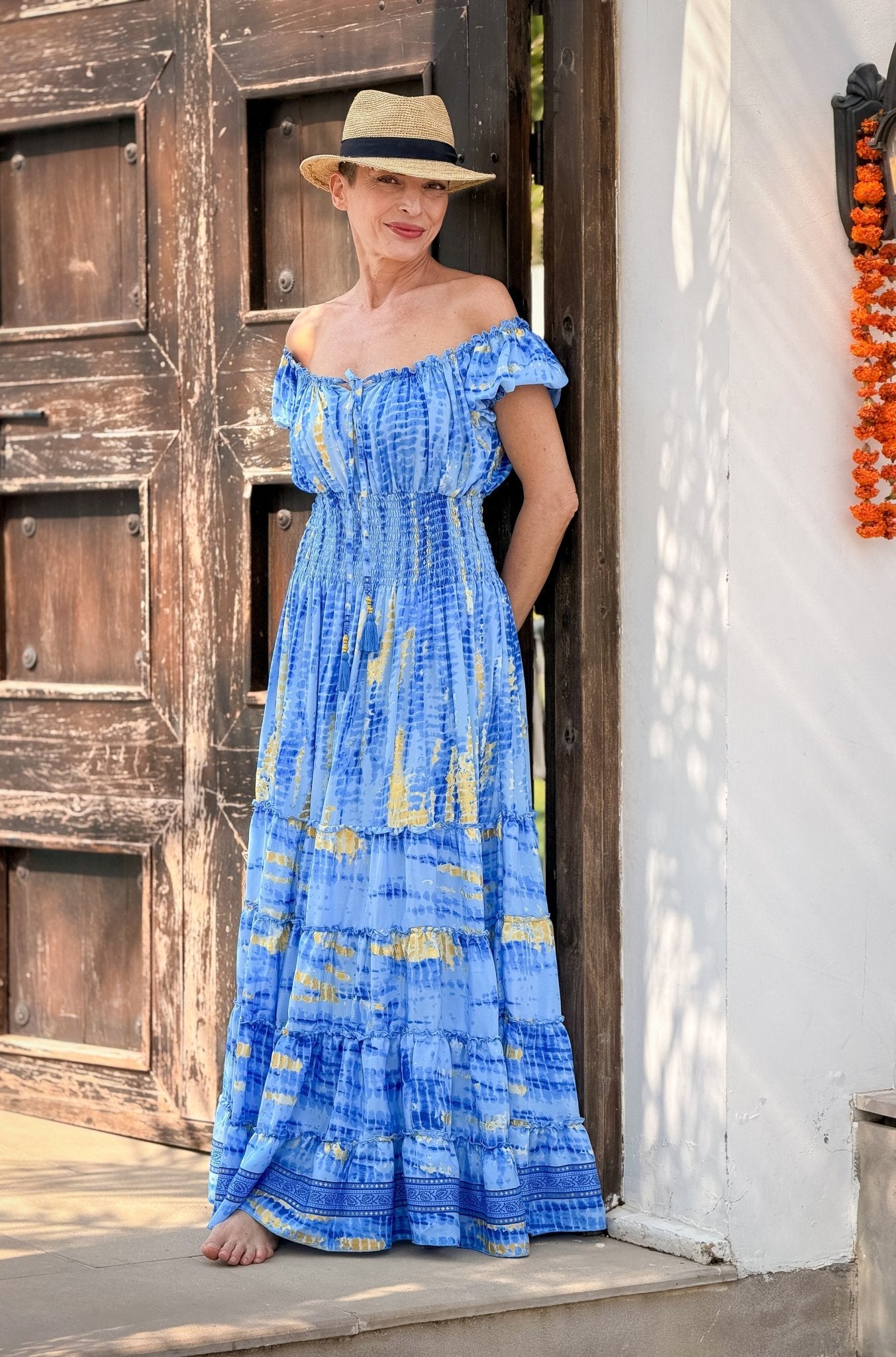 boho maxi dress off shoulder long ruffled silk dress, off-shoulder neckline Dolce & Gabbana Beige Editorial Lace Dress gentle cycle Dress's Color:1#-Light red