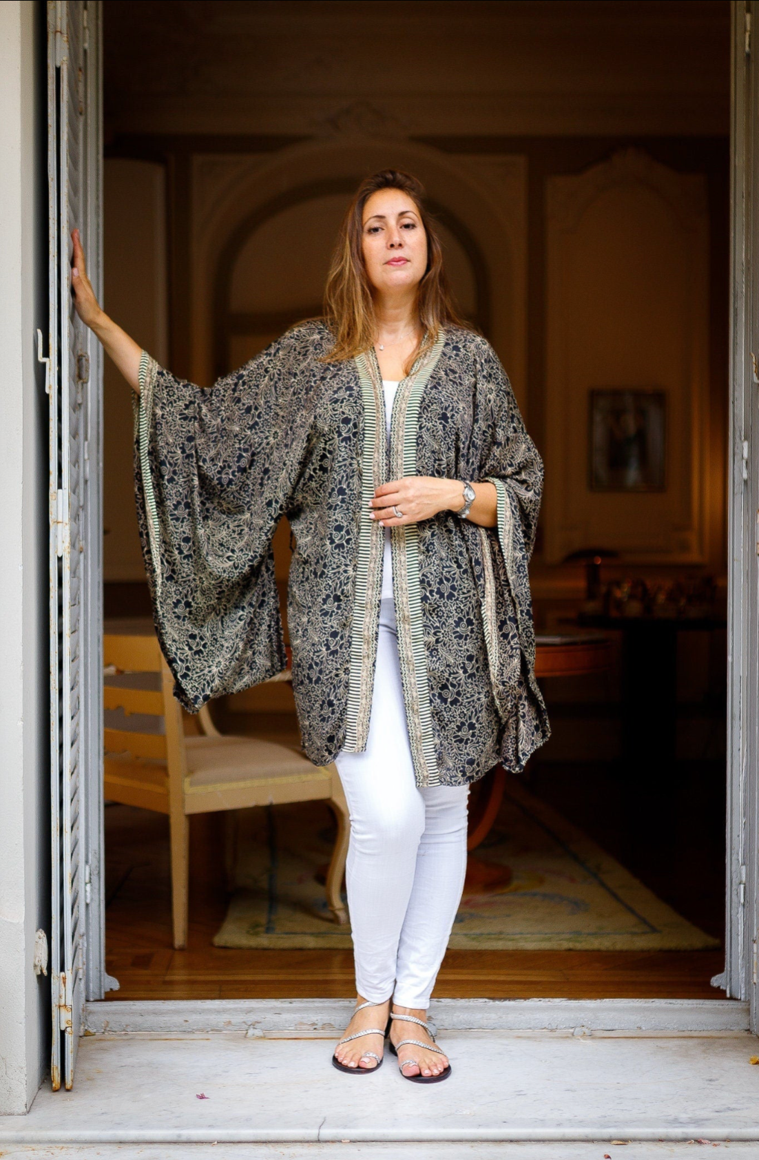 Kimono court en soie, kimono sil avec ceinture, kimono vintage, kimono boho, robe de chambre