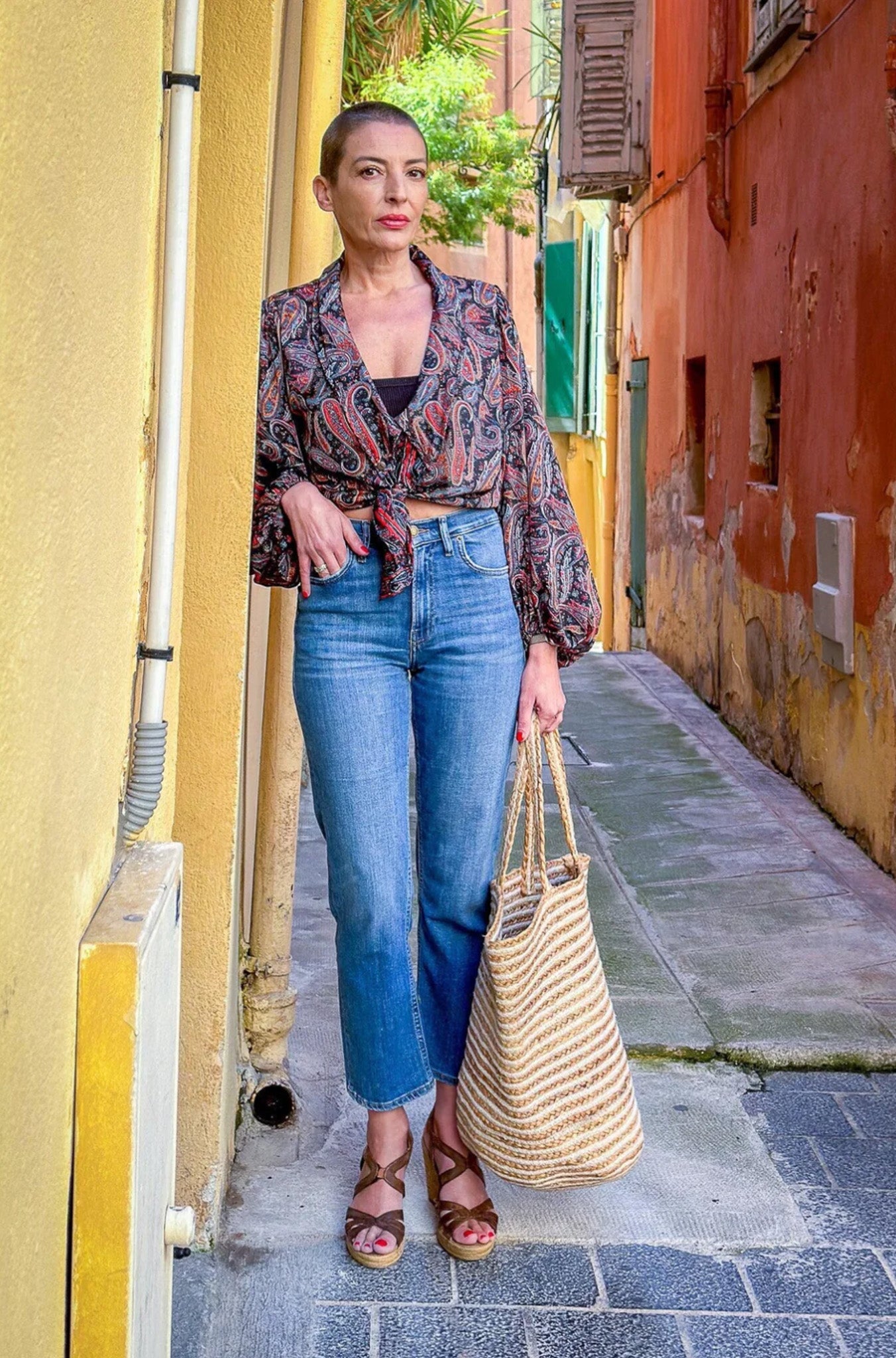 Vintage silk blouse with balloon sleeves, oversized collar, maxi low-cut blouse, long-sleeved blouse