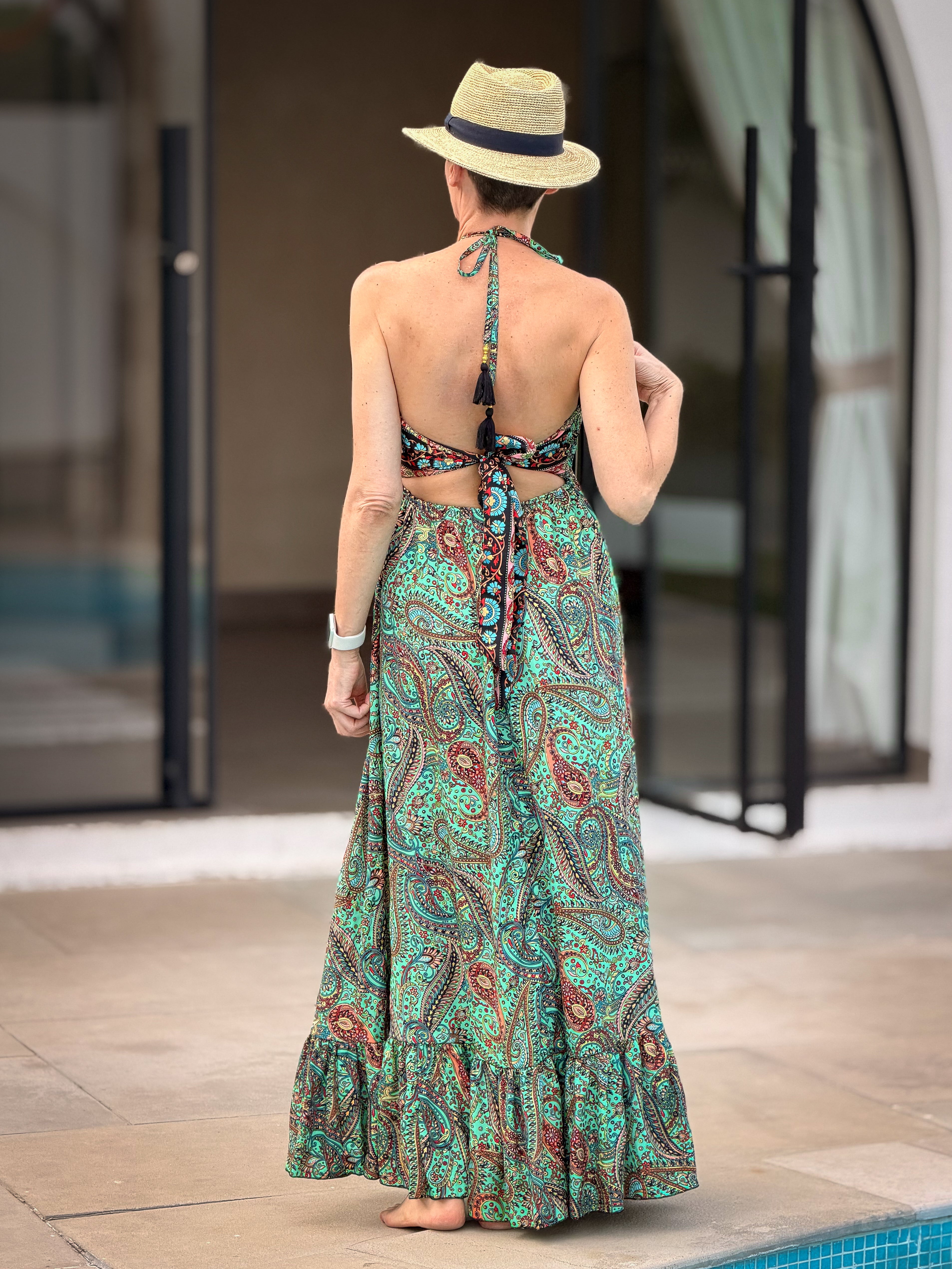 Robe Longue Bohème Dos Nu en soie – Robe Maxi Gypsy