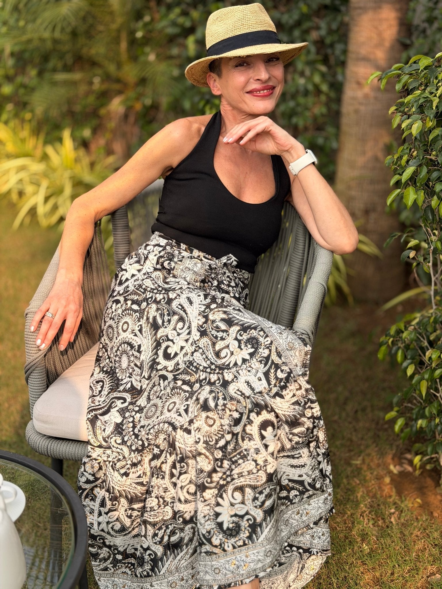 Boho Gypsy Wrap Maxi Skirt with Ruffles – Silk & Viscose