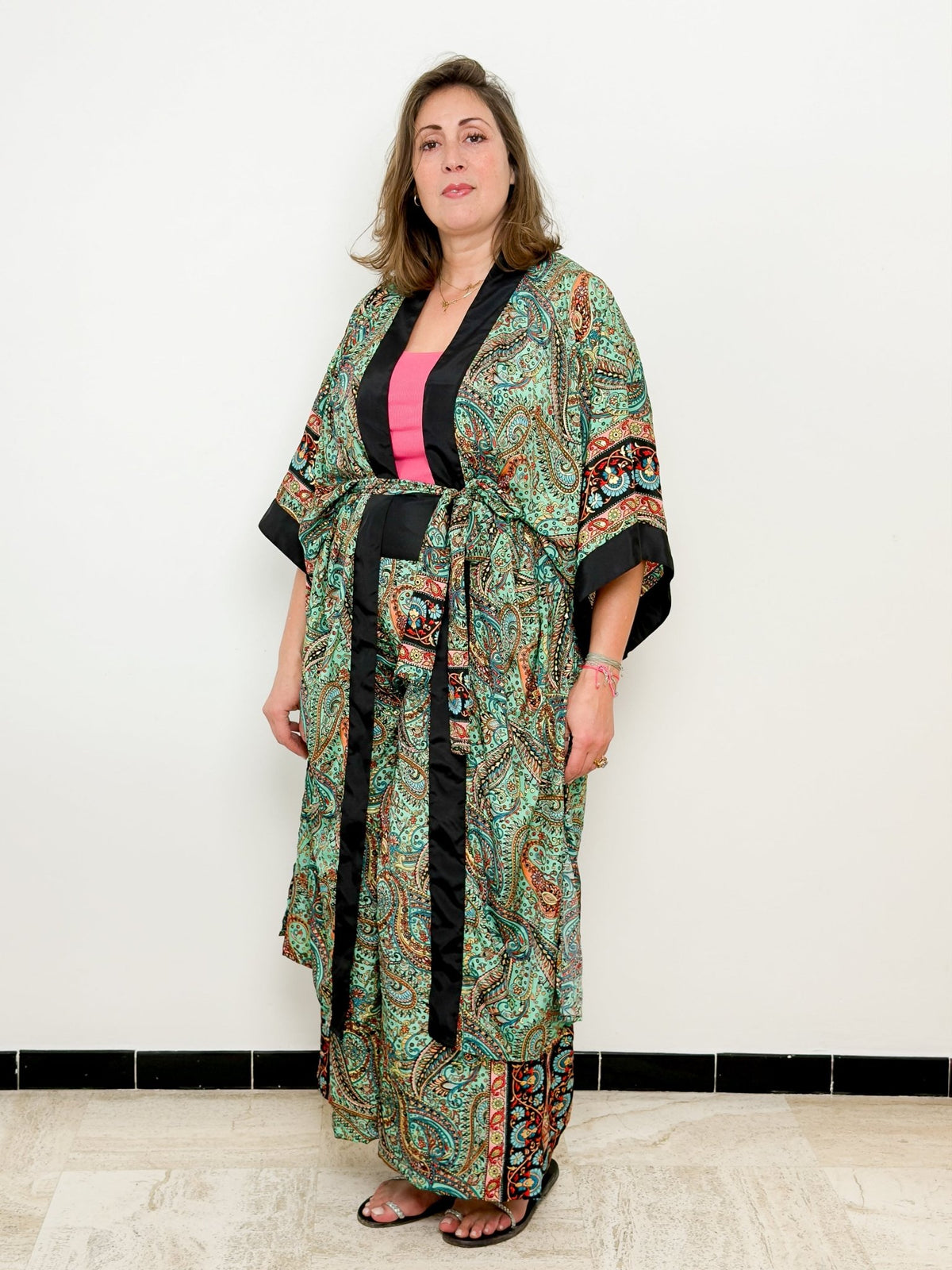 Silk palazzo set – wide leg pants women – boho chic kimono outfit