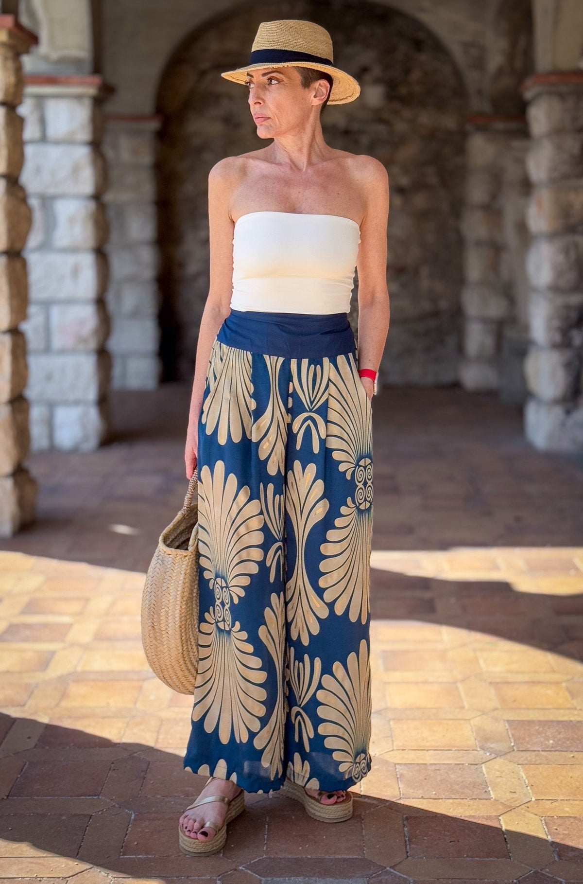 Silk kimono and palazzo pants set, seventies style kimono, casual chic silk set, wide leg silk pants, gift for her.