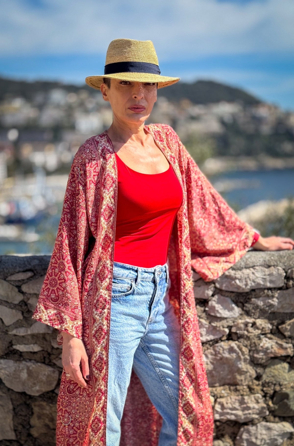 Woman silk kimono, Vintage kimono, Boho kimono, Silk dressing gown, Christmas gift, Gifts for her