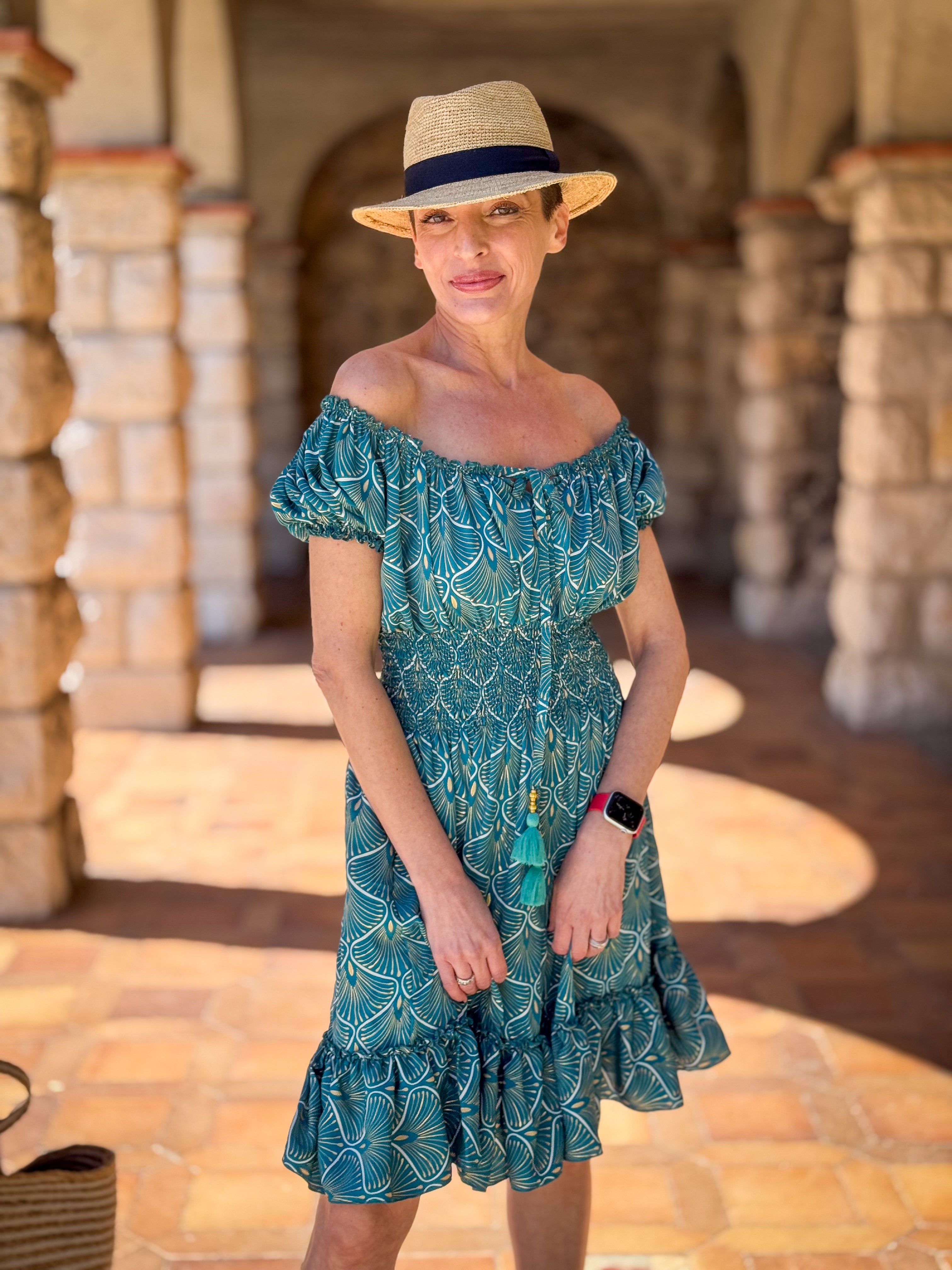 Boho Ruffled Short Dress / Off-Shoulder Dress / Vintage Silk Dress / Gypsy Short Dress / Bardot Neckline Dress
