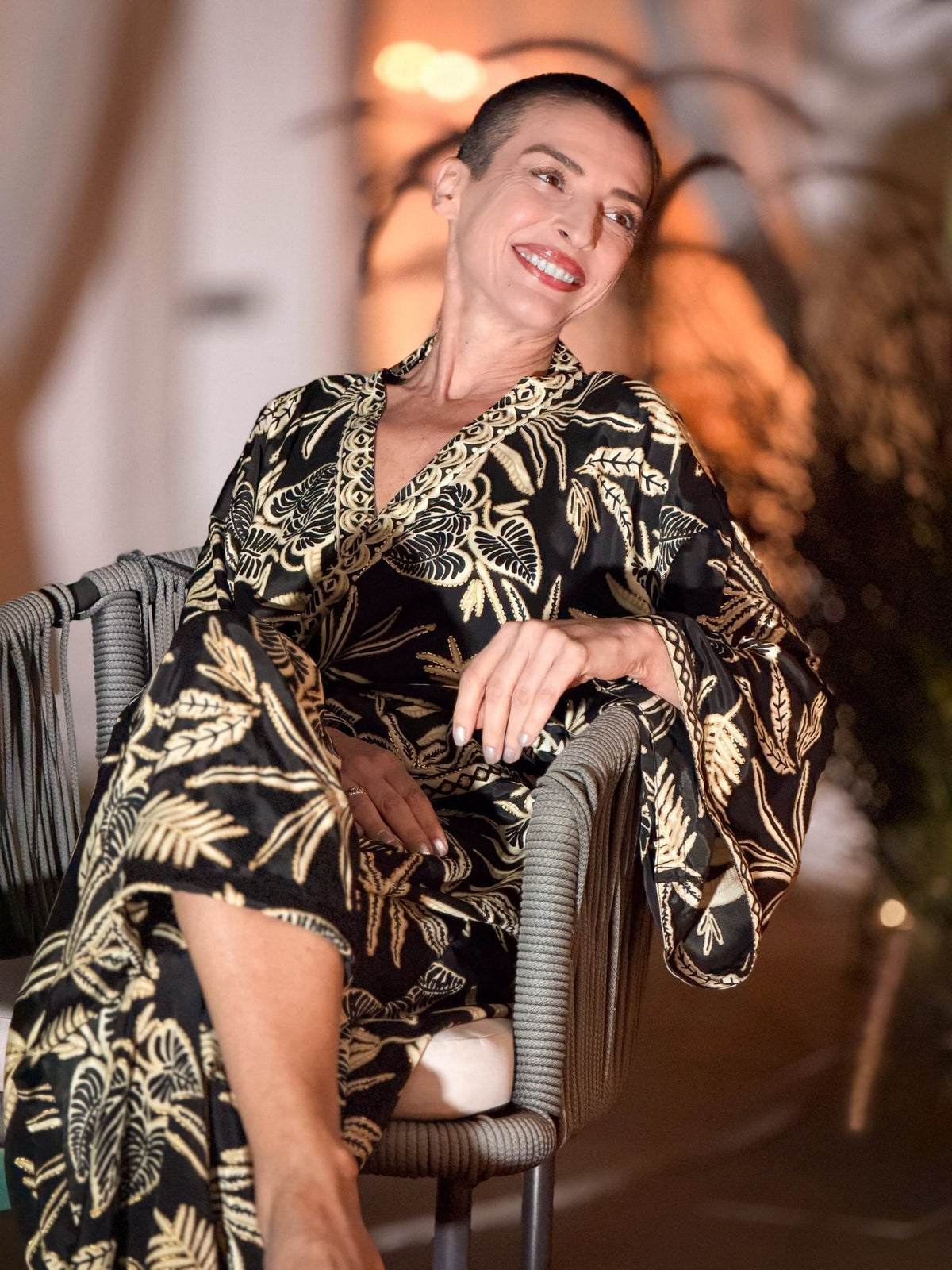 Kimono long en soie vintage – robe d’intérieur ceinturée – peignoir vintage en soie