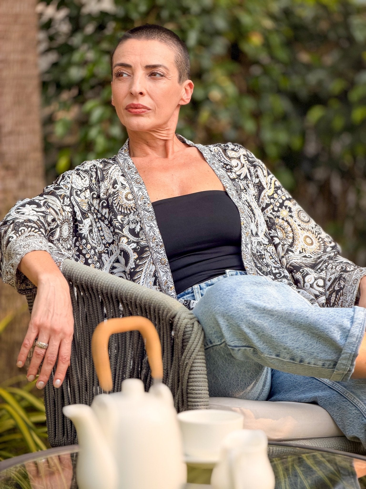 Vintage silk kimono jacket – short open jacket women – boho chic style