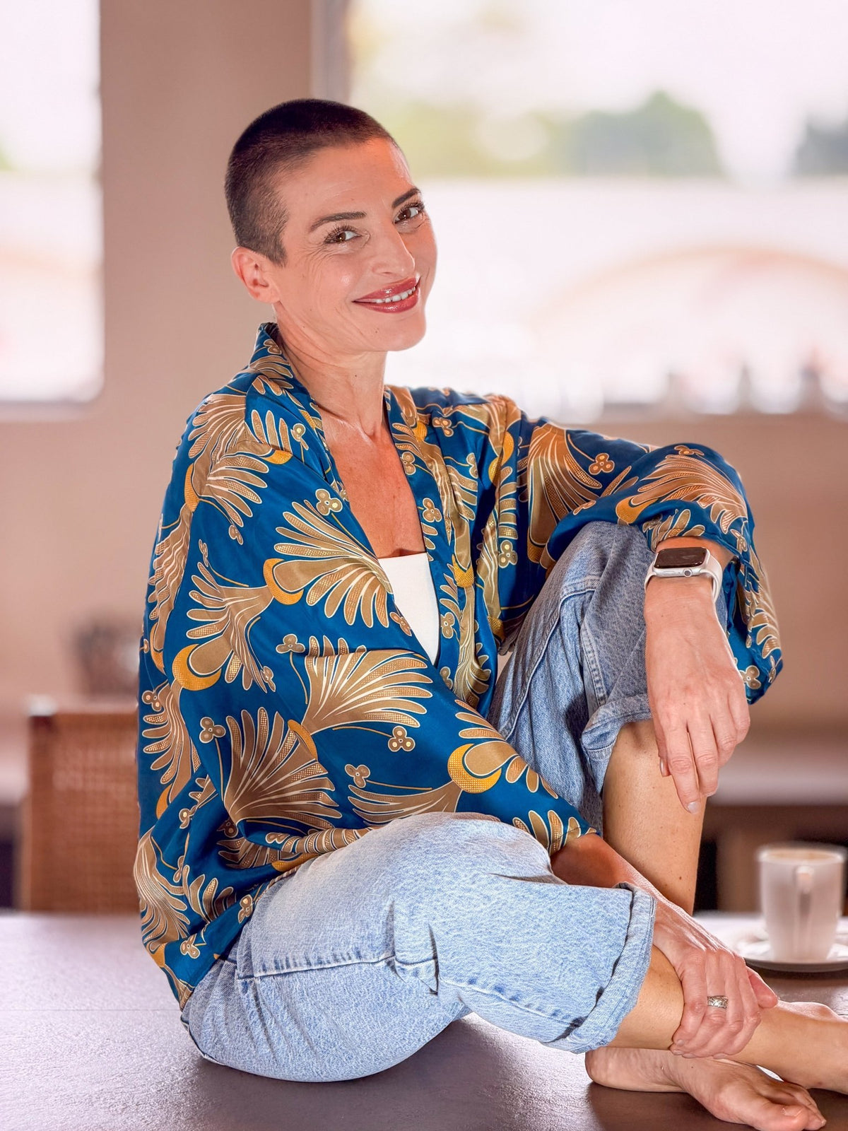 Vintage silk kimono jacket – short open jacket women – boho chic style