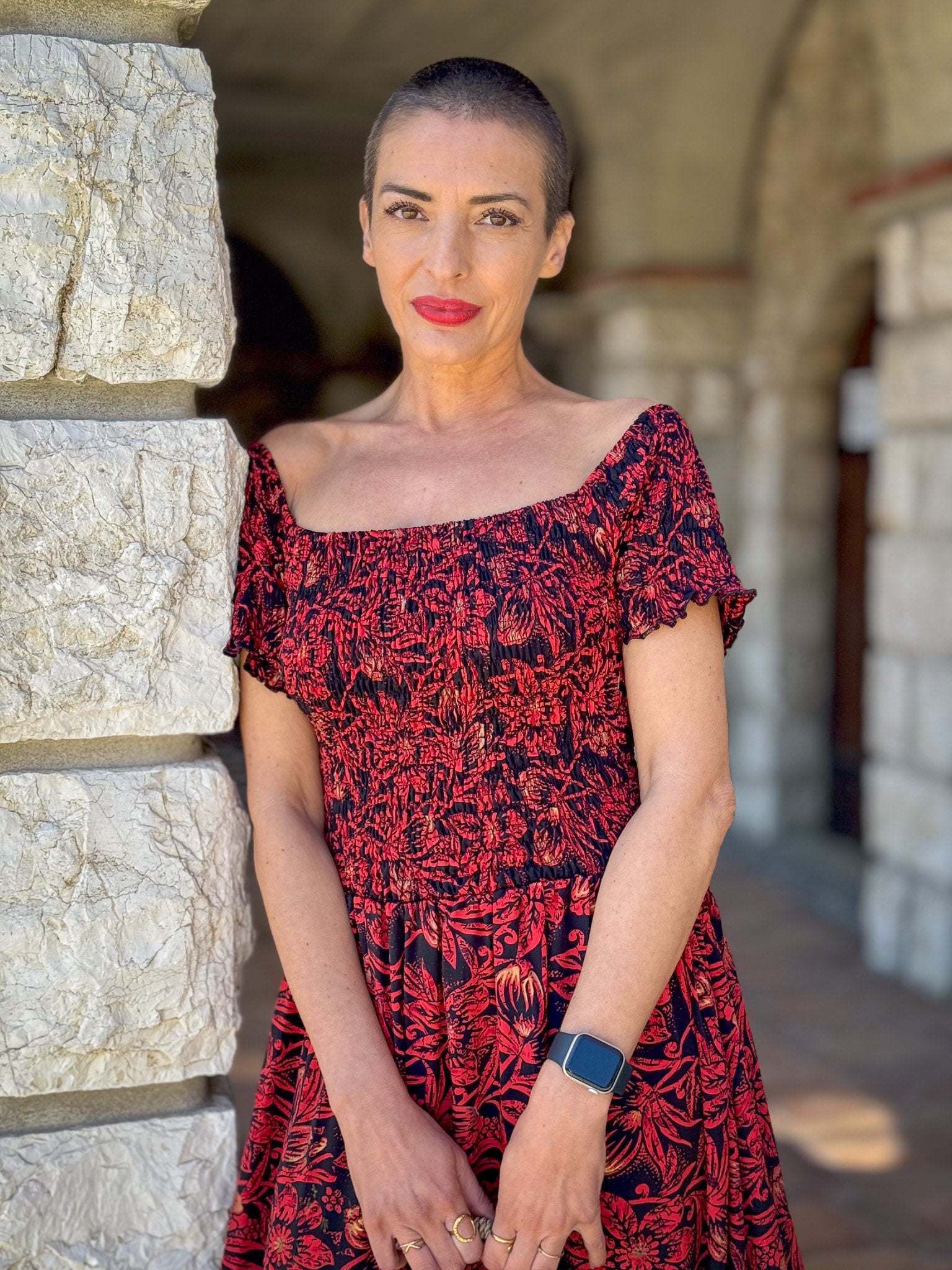 Bohemian silk dress / Silk smocked dress / Off the shoulder dress / summer dress / short sleeve dress