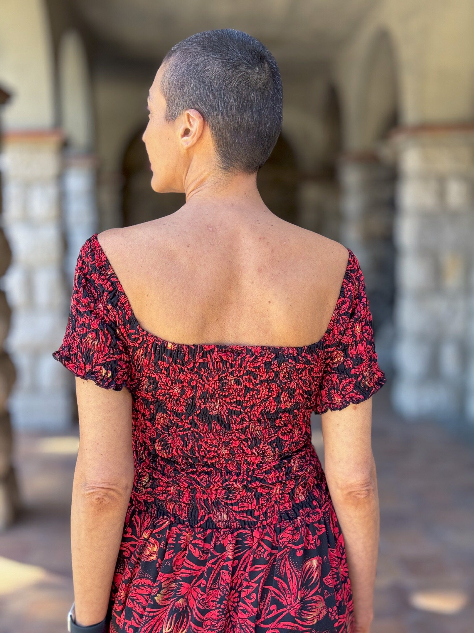 Bohemian silk dress / Silk smocked dress / Off the shoulder dress / summer dress / short sleeve dress