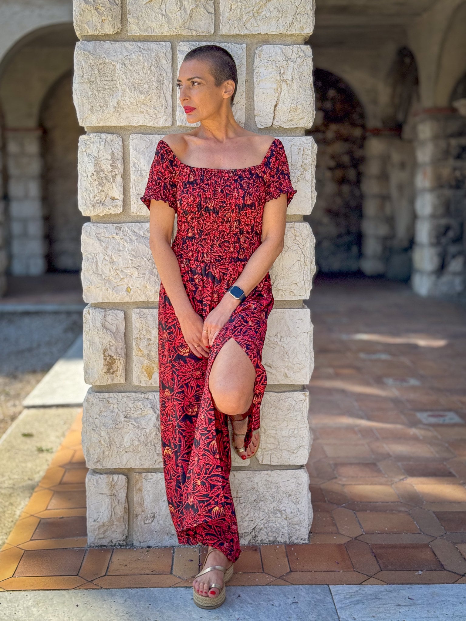 Bohemian silk dress / Silk smocked dress / Off the shoulder dress / summer dress / short sleeve dress