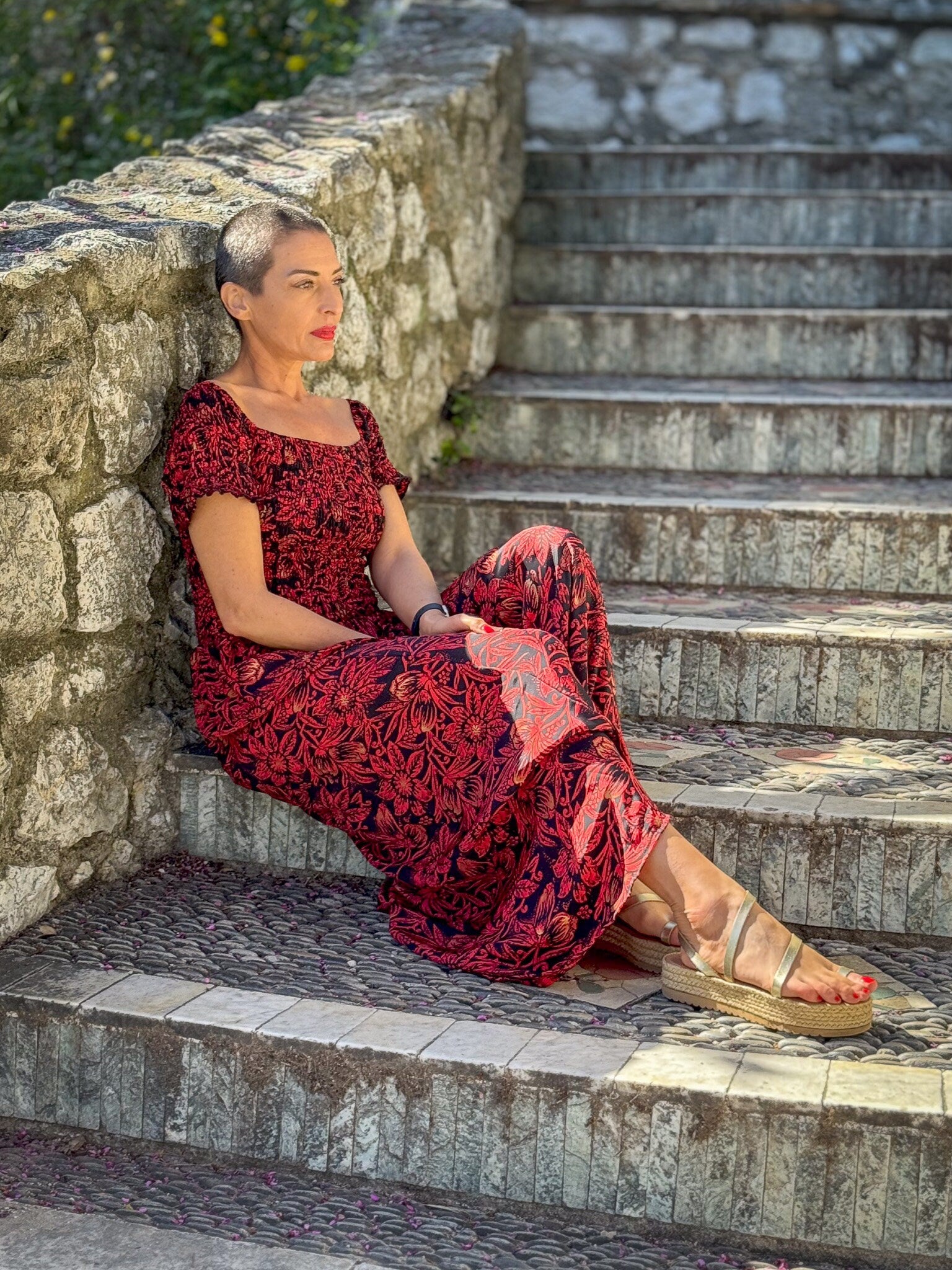Bohemian silk dress / Silk smocked dress / Off the shoulder dress / summer dress / short sleeve dress