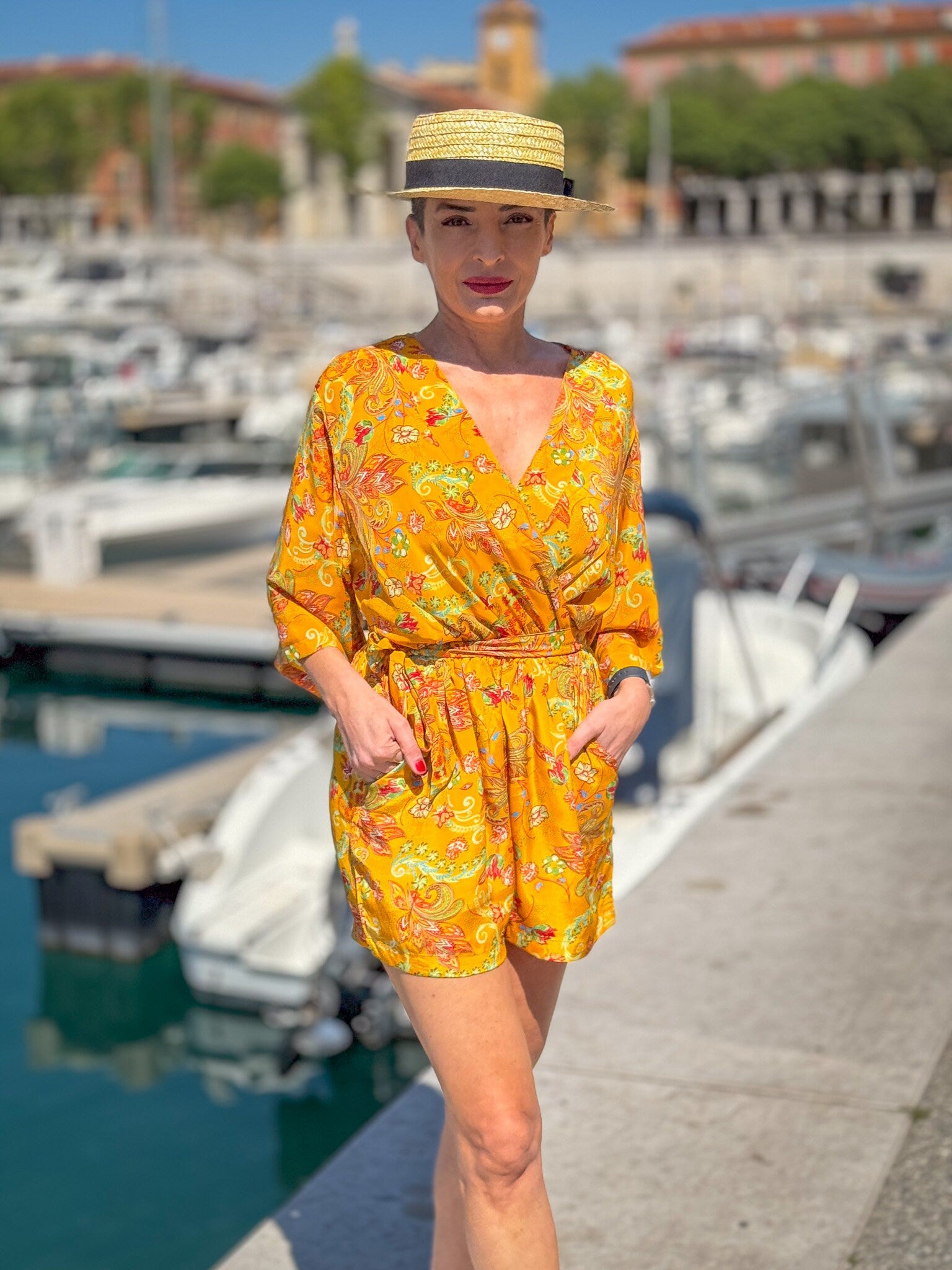 Silk kimono jumpsuit / jumpsuit with belt / summer silk jumpsuit / V-neck jumpsuit