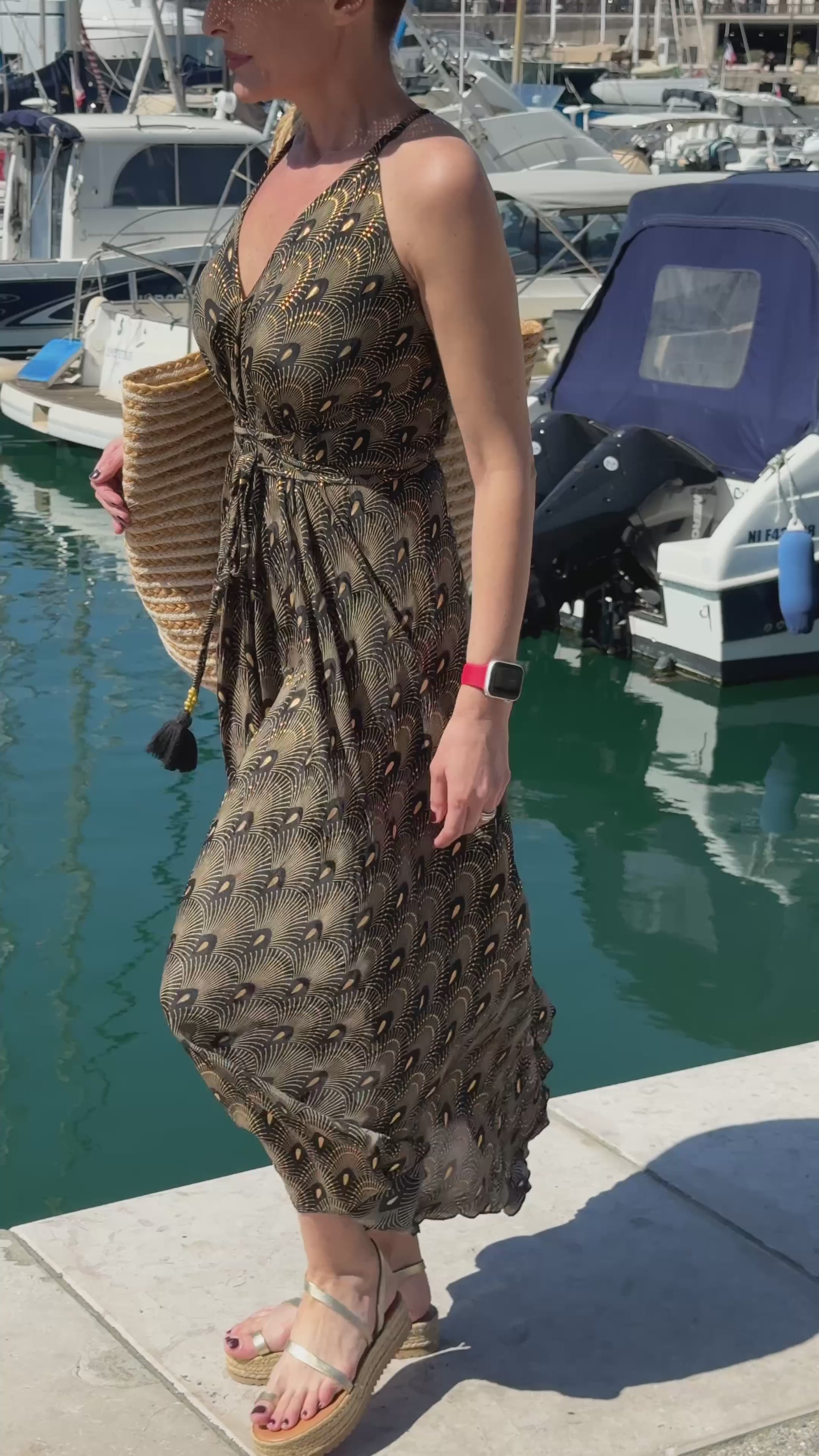 Silk backless dress / summer dress / one size / boho dress / light dress / vintage dress