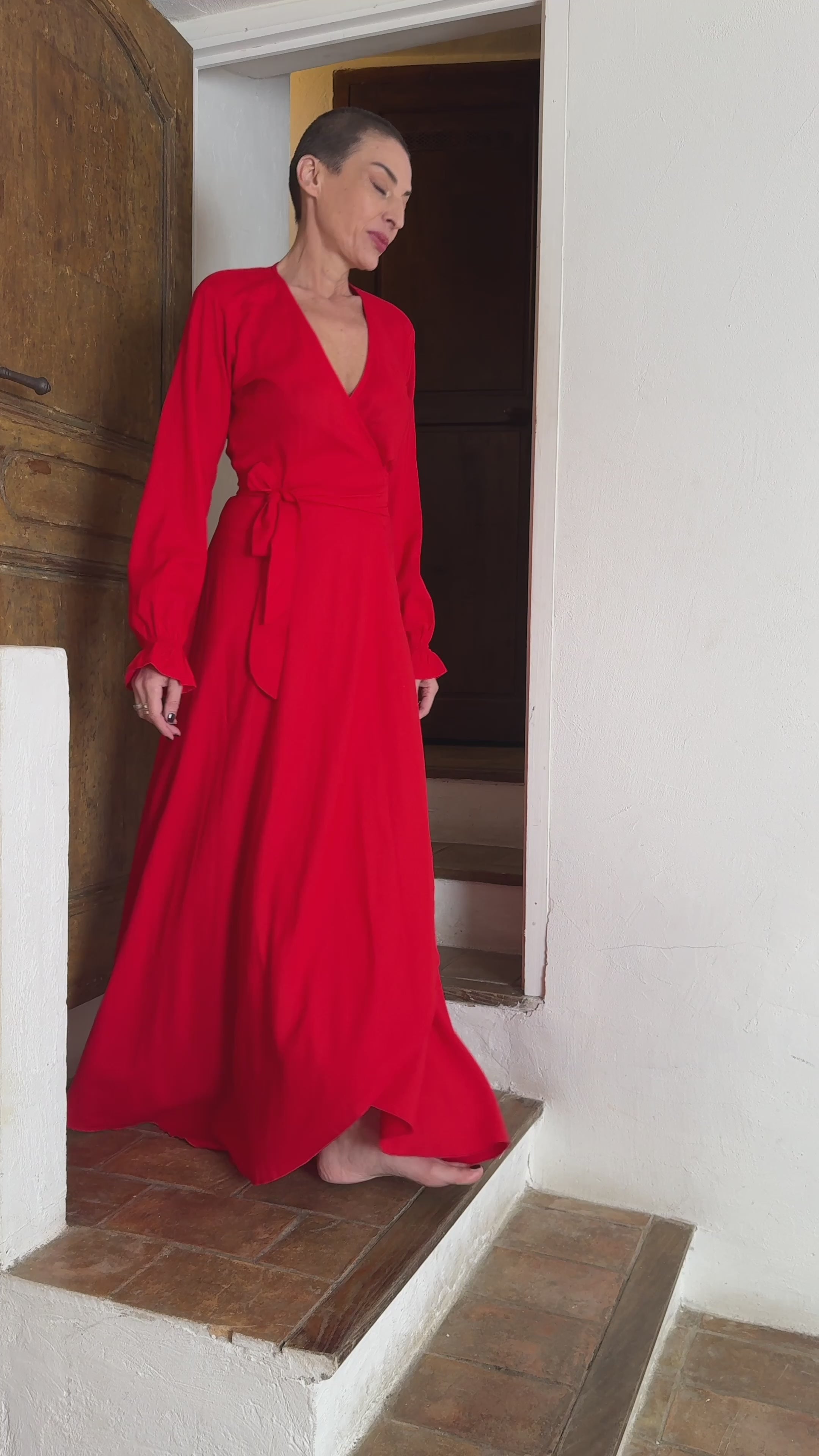 Robe longue portefeuille - Robe bohème chic - Robe cache cœur - Robe fendue - Robe toutes saisons - Cadeau pour elle