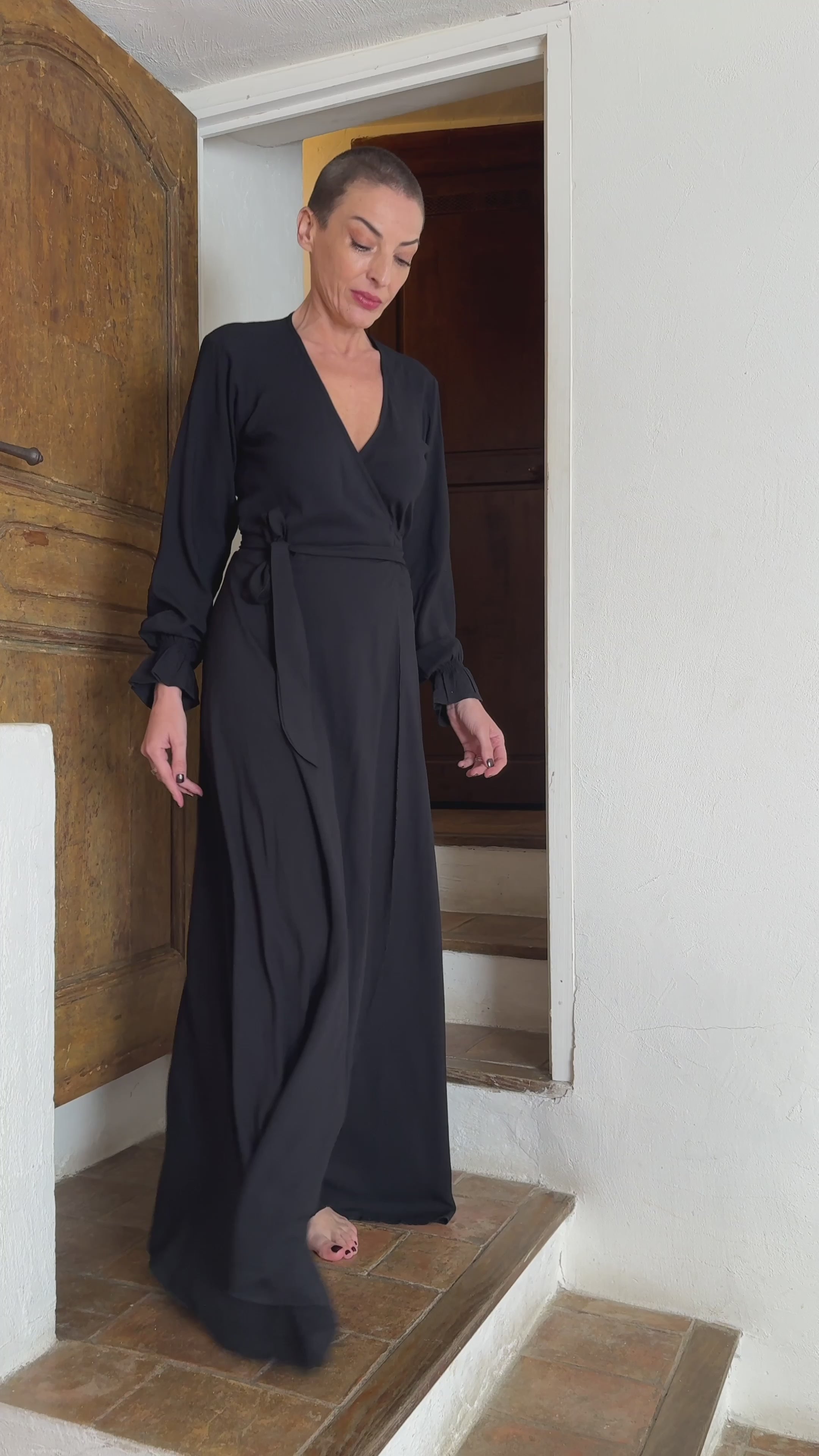 Robe longue portefeuille - Robe bohème chic - Robe cache cœur - Robe fendue - Robe toutes saisons - Cadeau pour elle