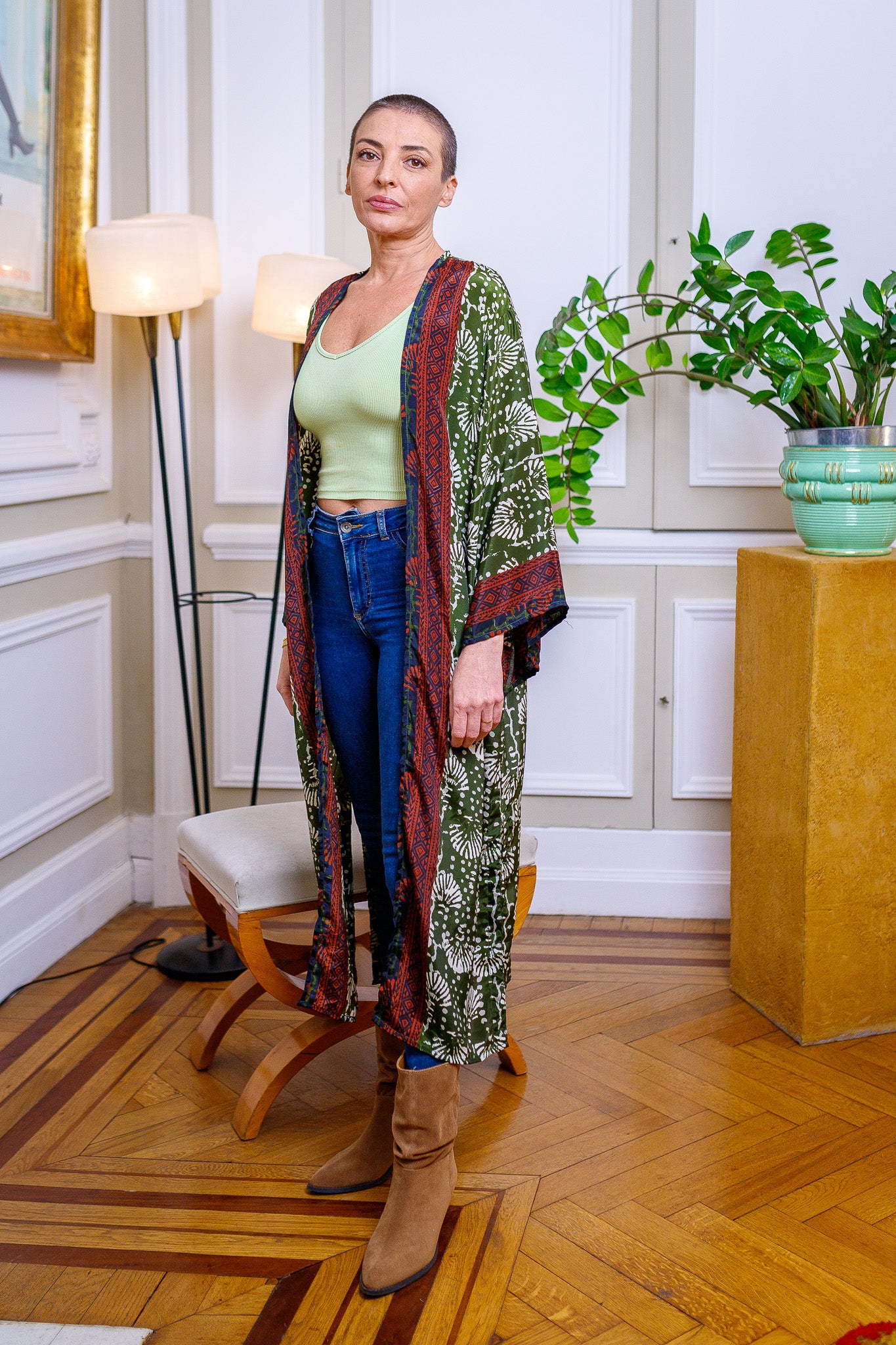 Woman silk kimono, Vintage kimono, Boho kimono, Silk dressing gown