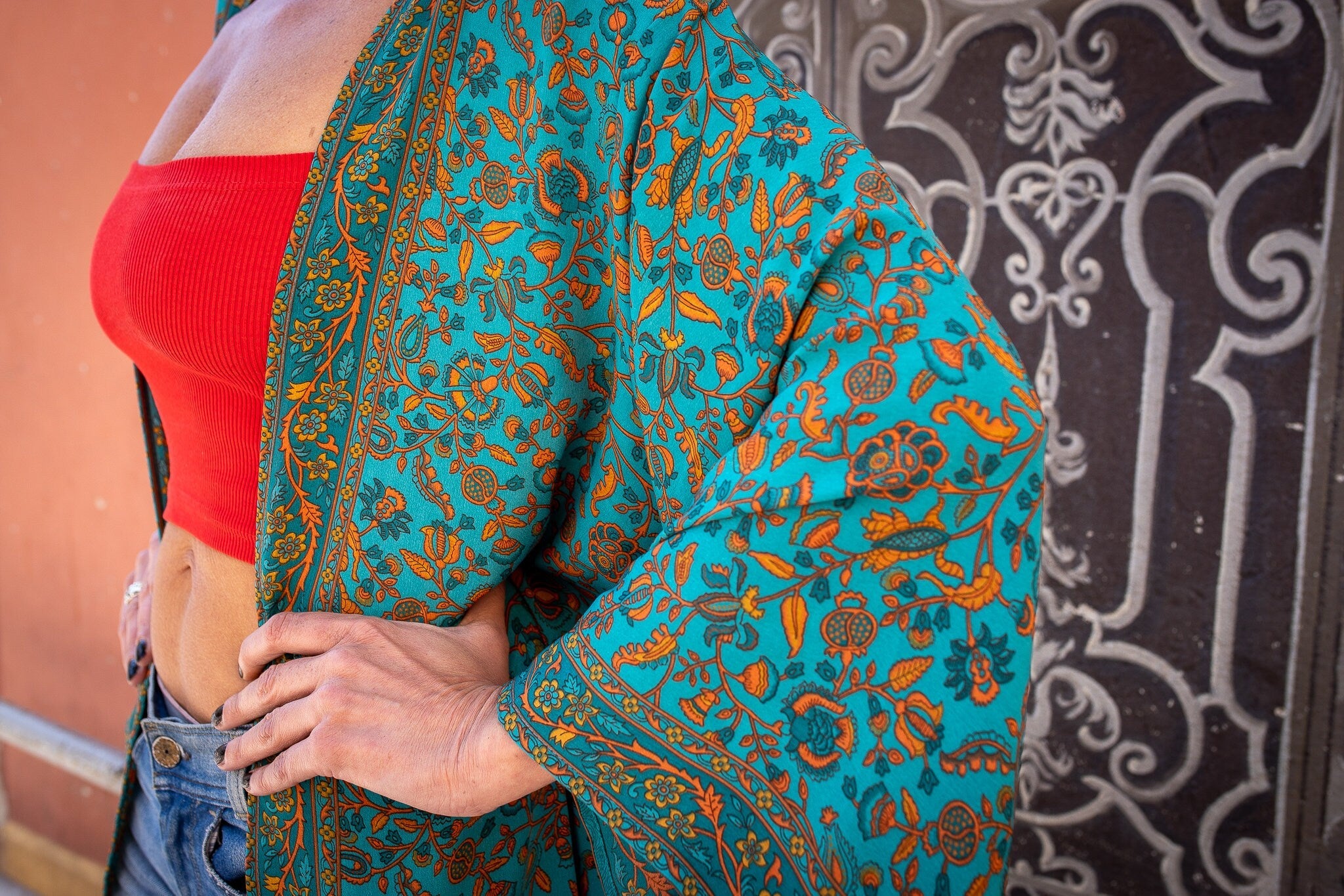 Woman silk kimono, Vintage kimono, Boho kimono, Silk dressing gown