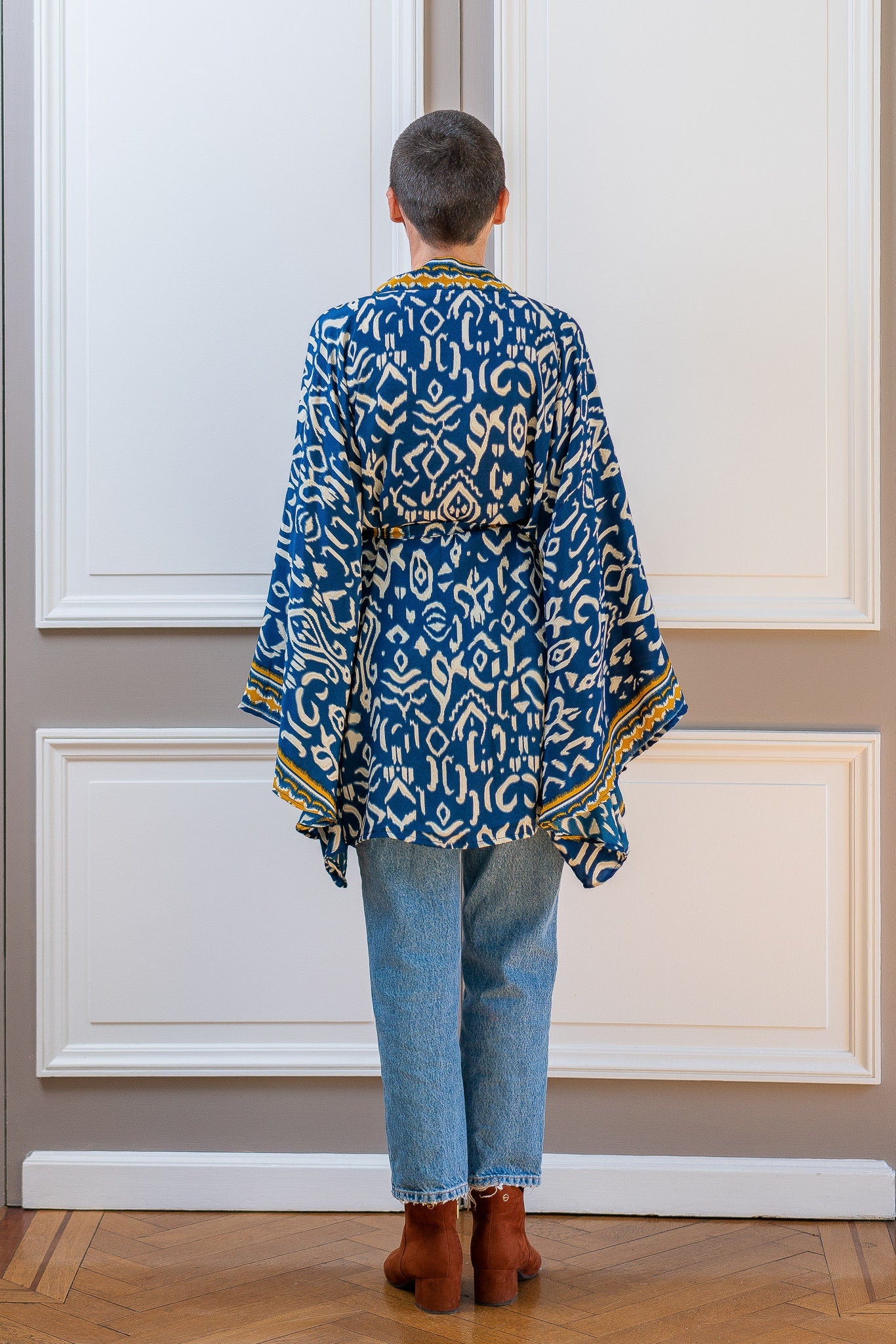 Kimono court en soie, kimono sil avec ceinture, kimono vintage, kimono boho, robe de chambre