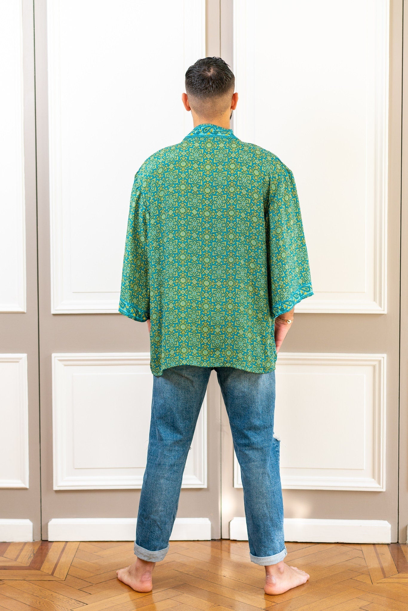 Men's kimono jacket, cardigan jacket, silk kimono, short kimono