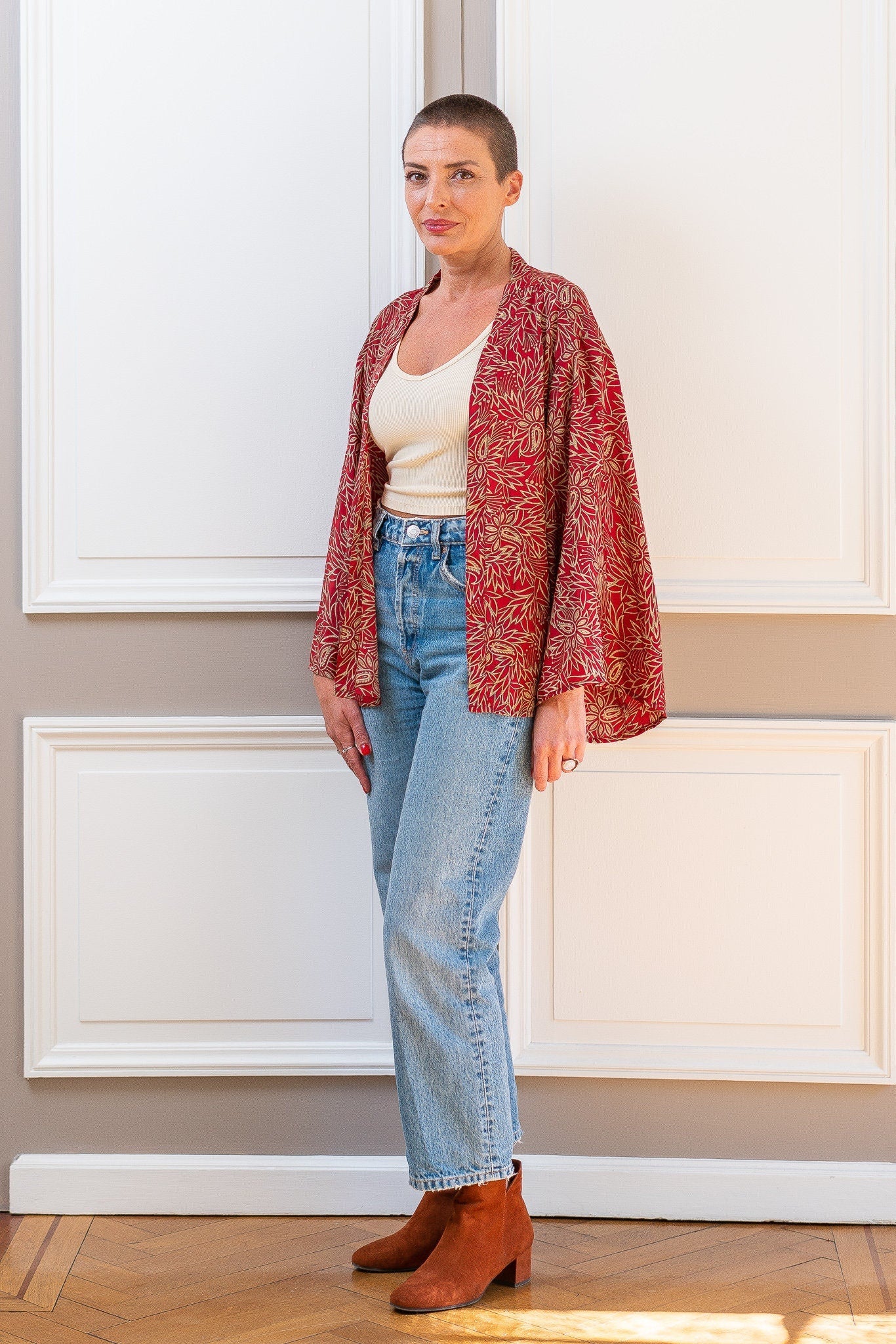 Silk kimono jacket, cardigan jacket, vintage kimono, bohemian jacket