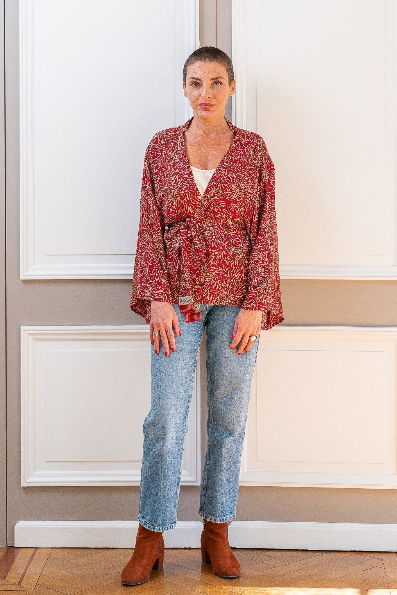 Silk kimono jacket, cardigan jacket, vintage kimono, bohemian jacket