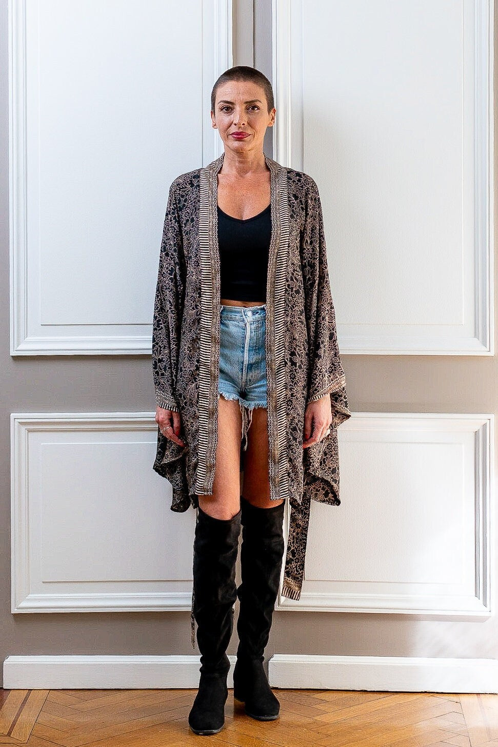 Kimono court en soie, kimono sil avec ceinture, kimono vintage, kimono boho, robe de chambre