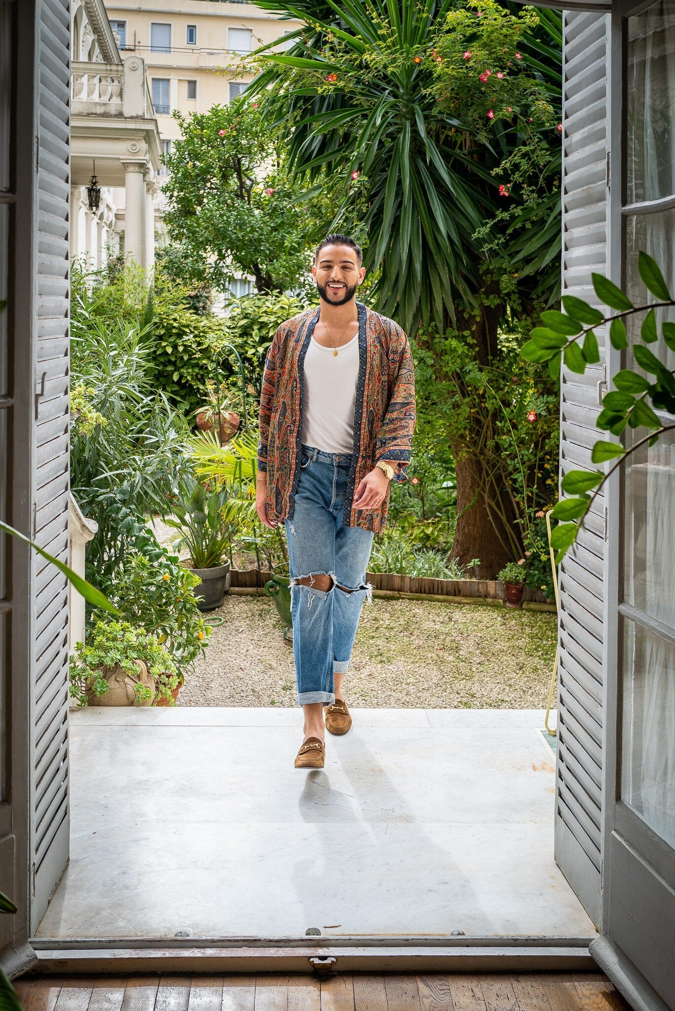 Men's kimono jacket, cardigan jacket, silk kimono, short kimono