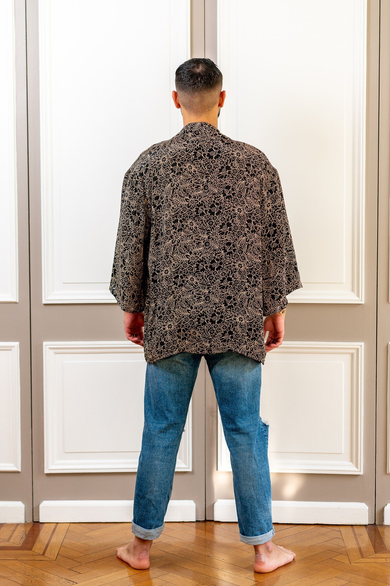 Men's kimono jacket, cardigan jacket, silk kimono, short kimono