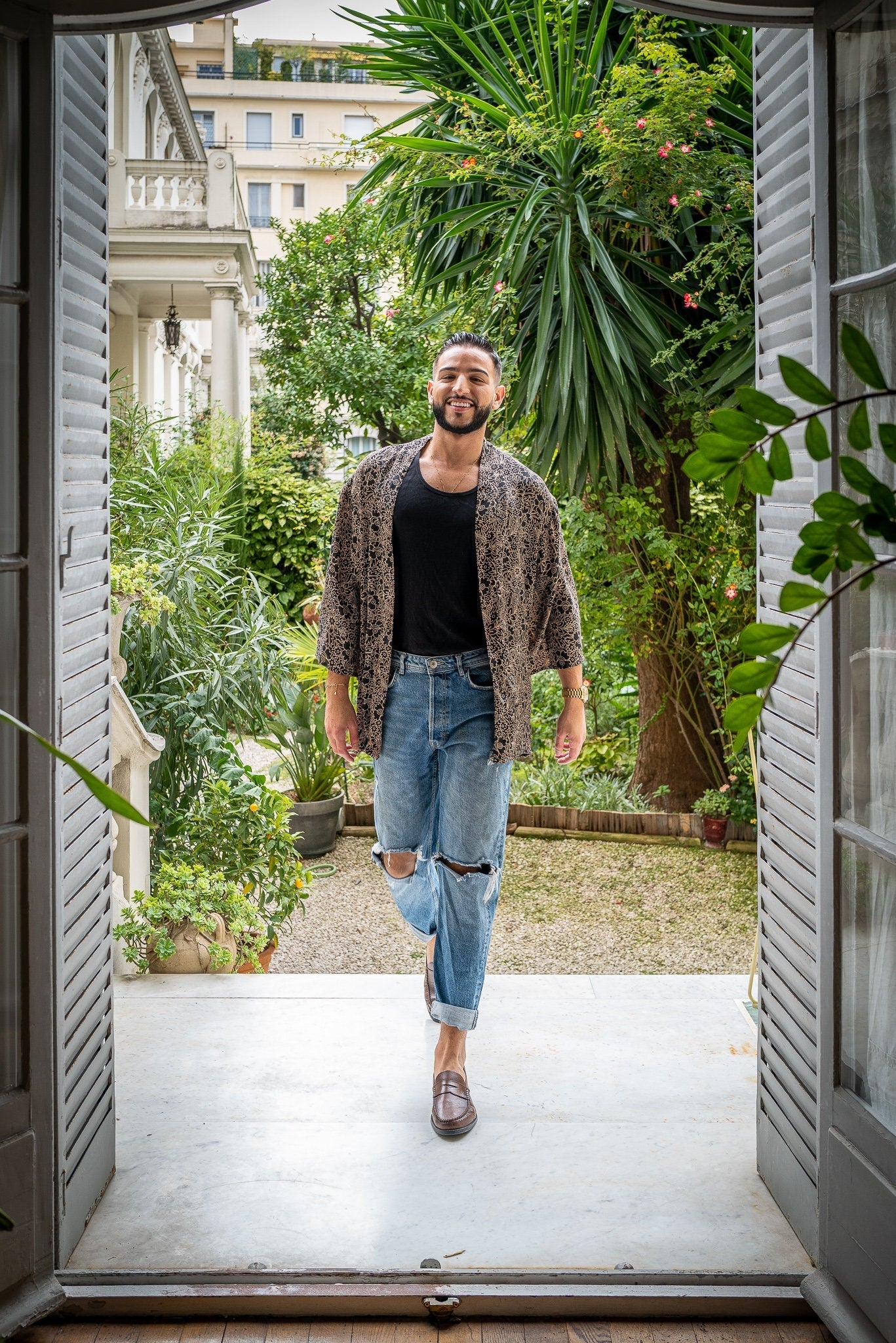 Men's kimono jacket, cardigan jacket, silk kimono, short kimono