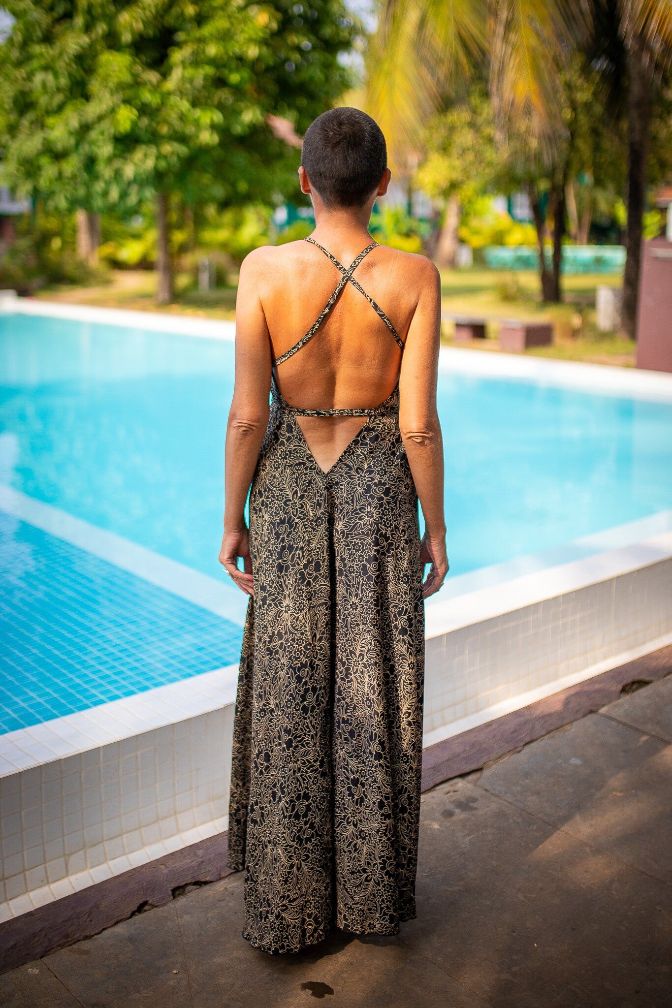 Silk backless dress / summer dress / one size / boho dress / light dress / vintage dress