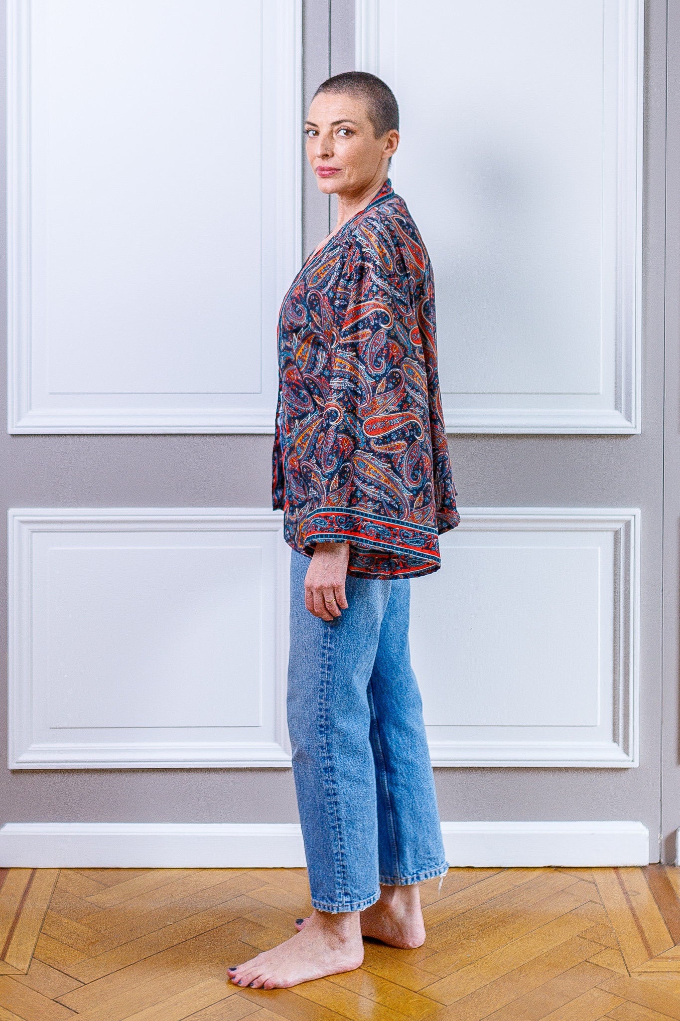 Veste kimono en soie, veste cardigan, kimono vintage, veste bohème