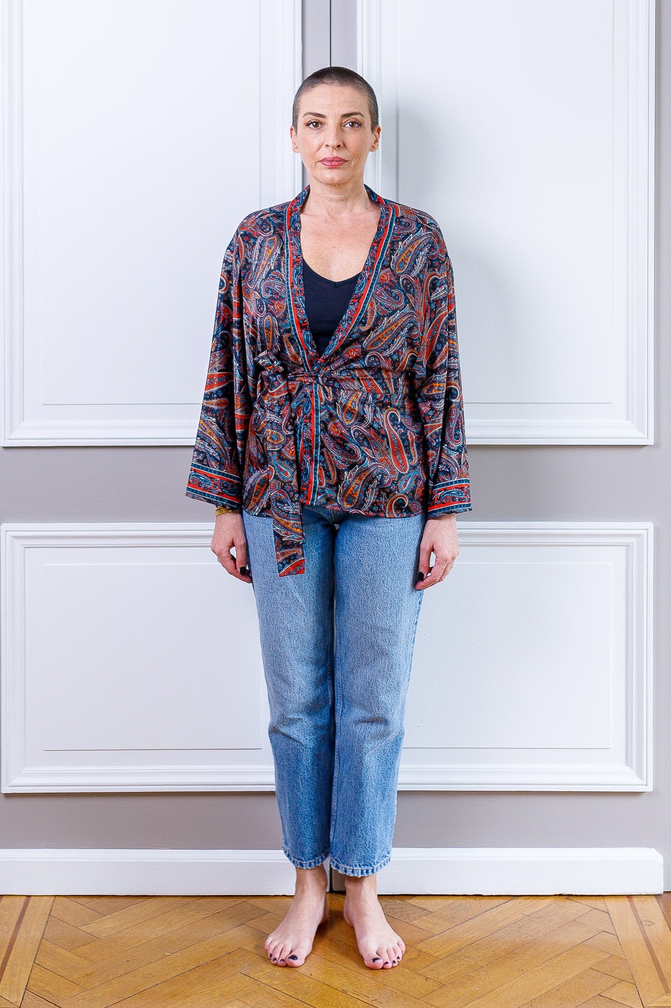 Veste kimono en soie, veste cardigan, kimono vintage, veste bohème