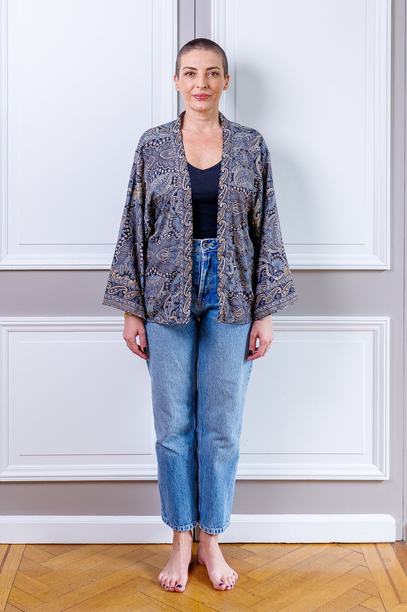 Veste kimono en soie, veste cardigan, kimono vintage, veste bohème
