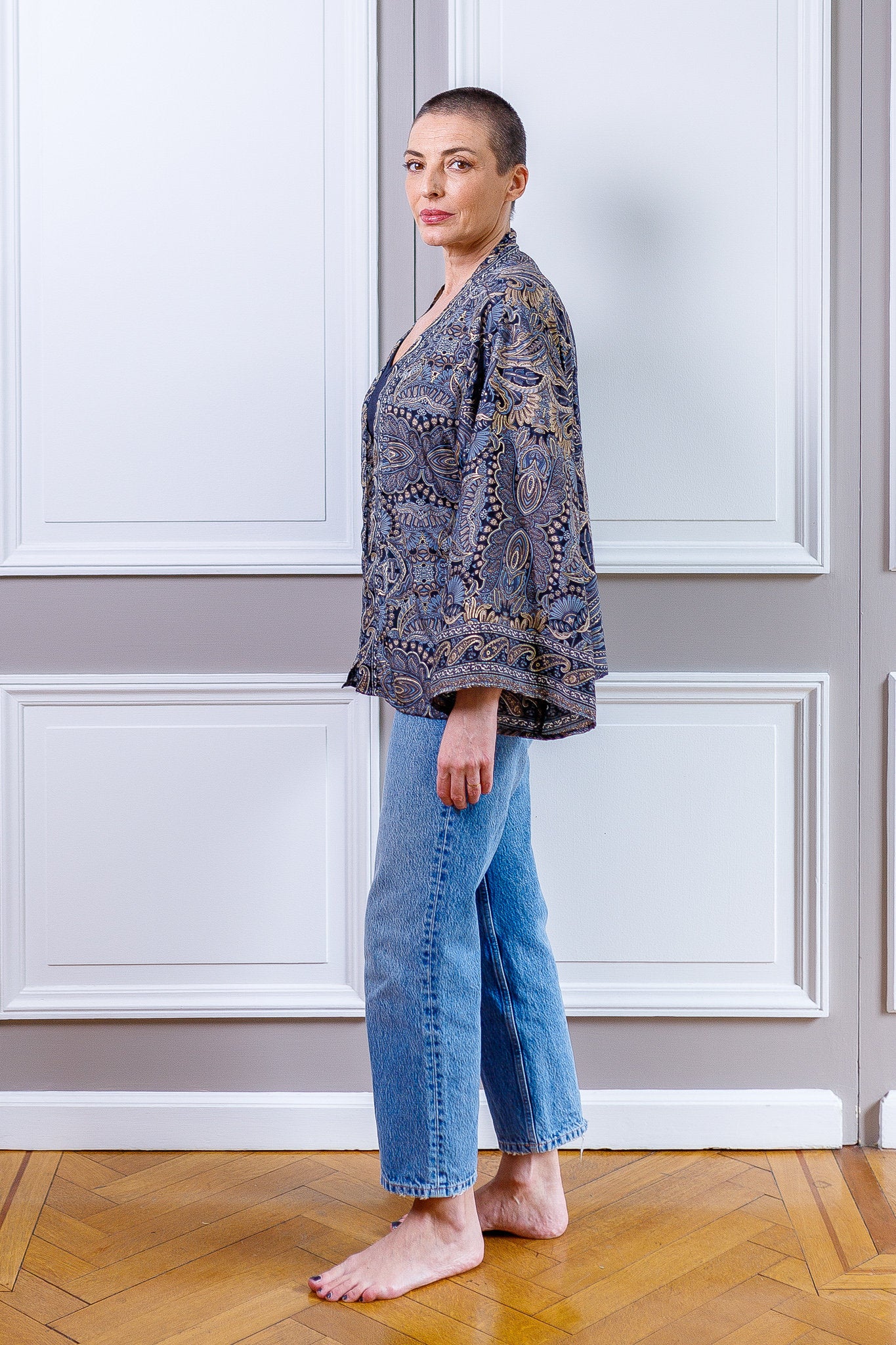 Veste kimono en soie, veste cardigan, kimono vintage, veste bohème