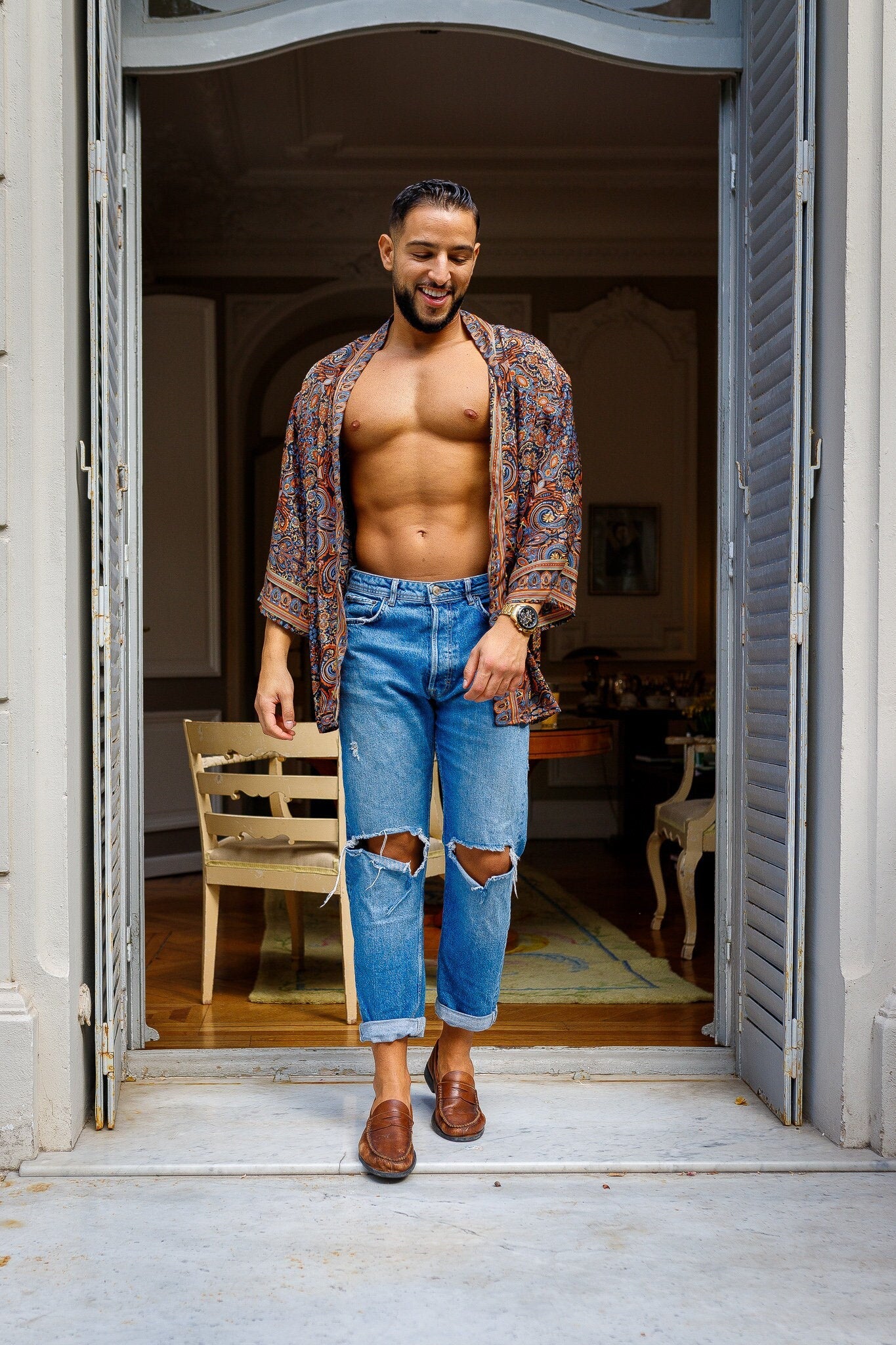 Veste kimono homme, veste cardigan, kimono soie, kimono court