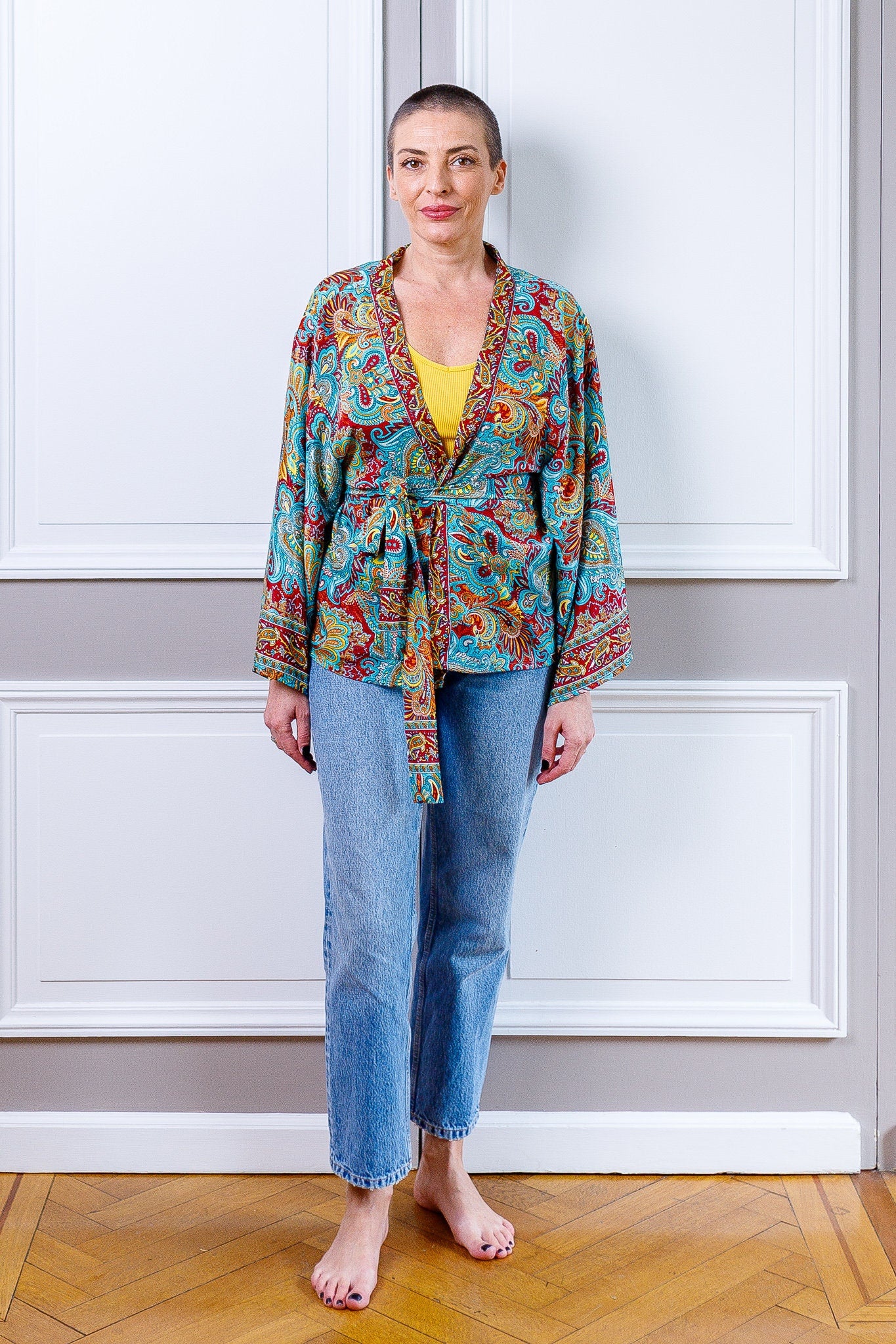 Nouveau !! Veste kimono en soie, veste cardigan, kimono vintage, veste bohème