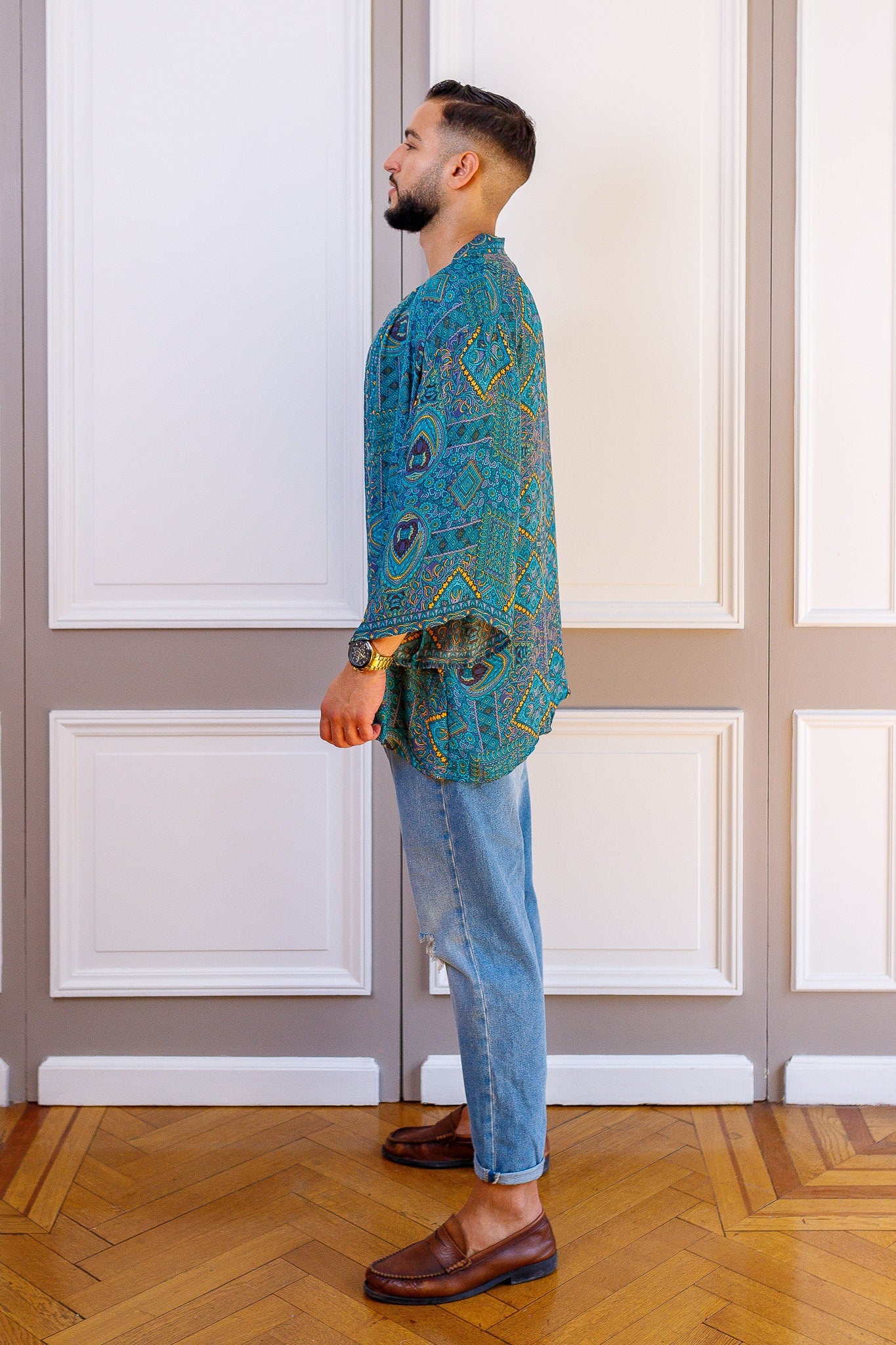 Men's kimono jacket, cardigan jacket, silk kimono, short kimono