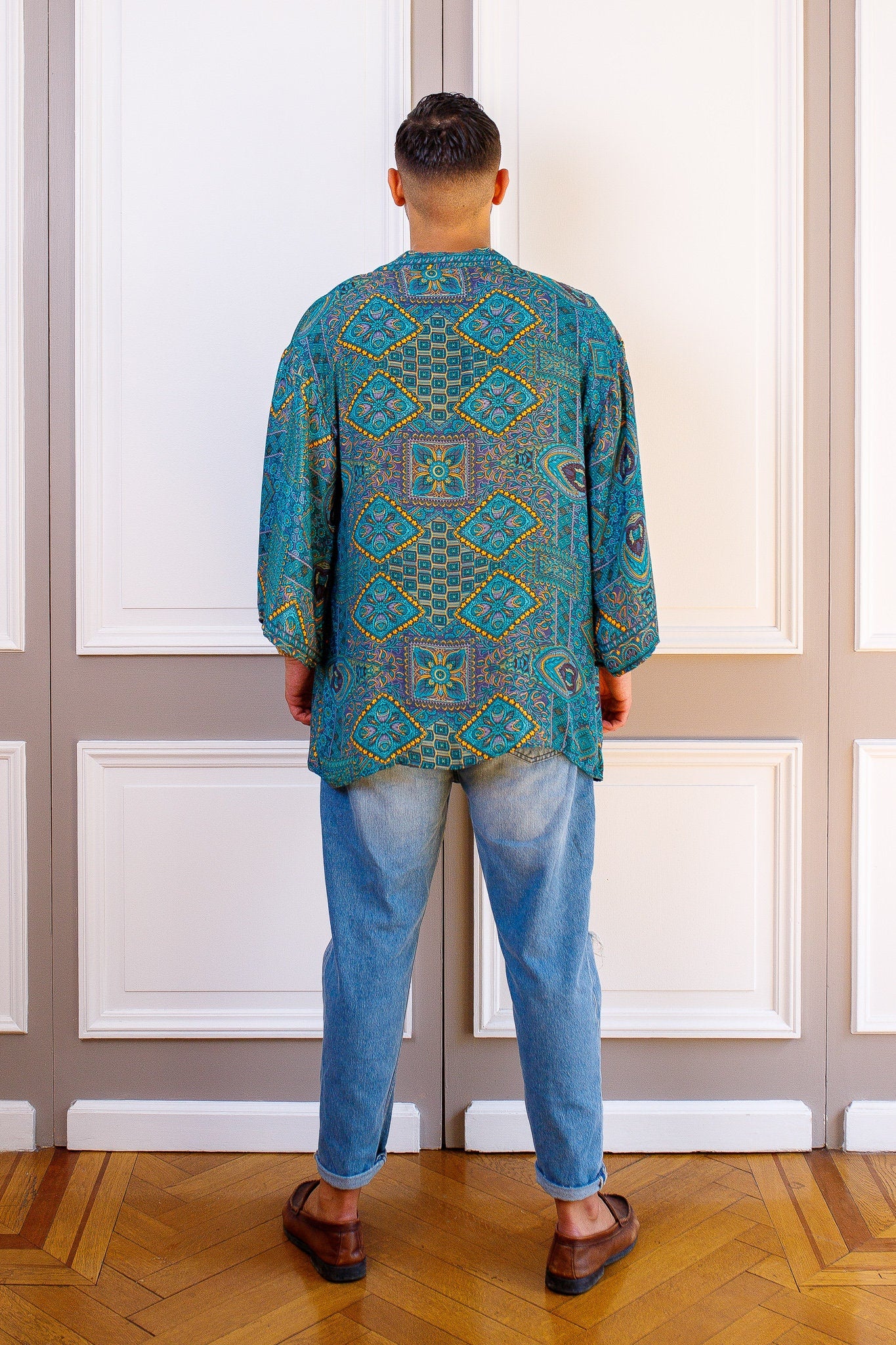 Men's kimono jacket, cardigan jacket, silk kimono, short kimono