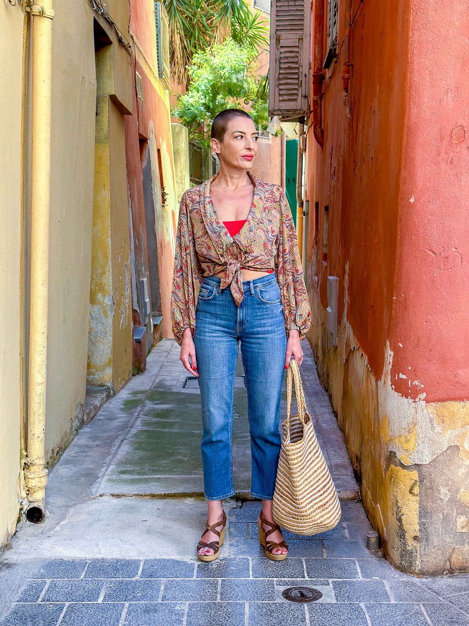 Vintage silk blouse with balloon sleeves, oversized collar, maxi low-cut blouse, long-sleeved blouse