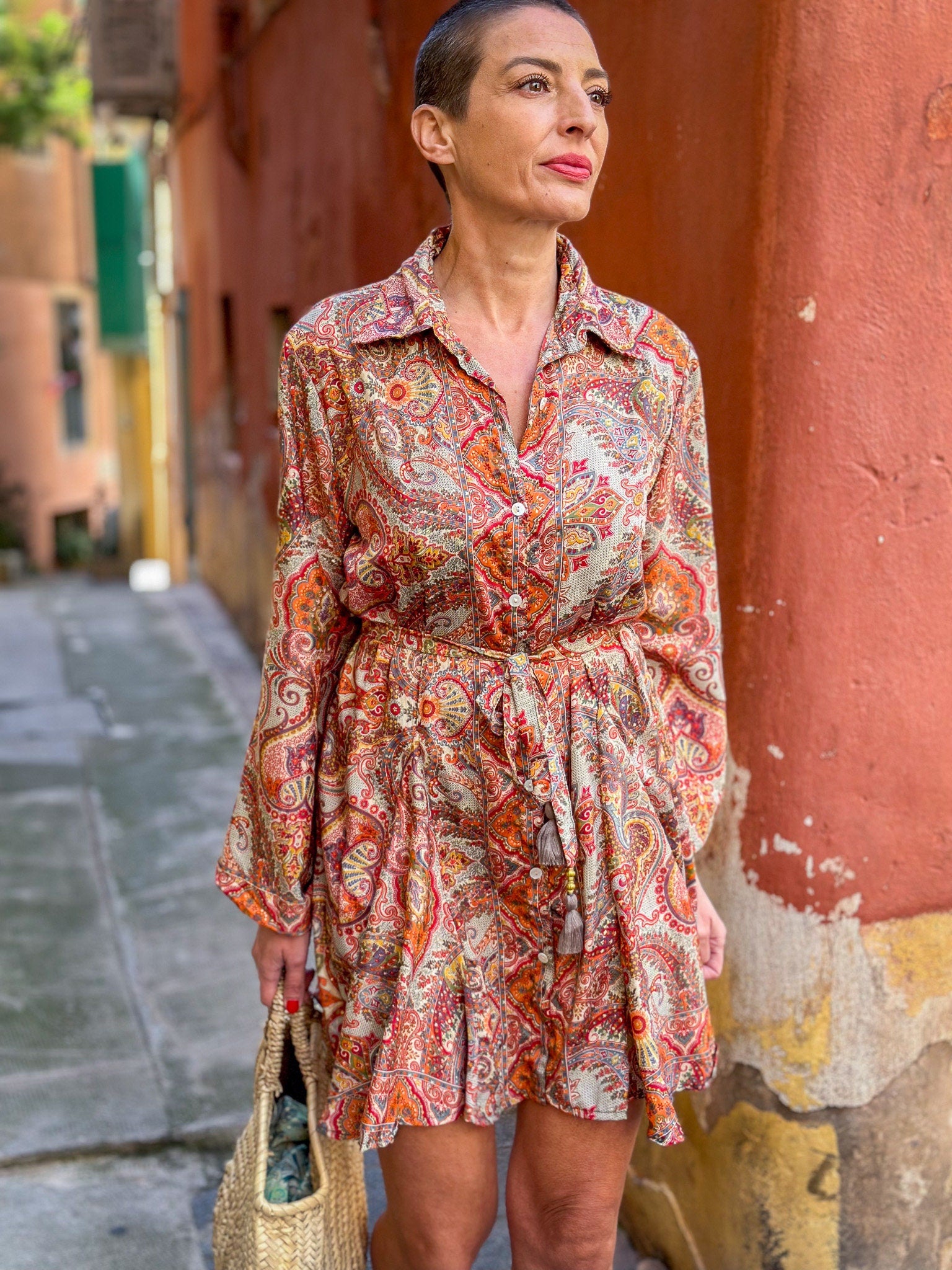 Robe courte babydoll en soie, robe en soie vintage, robe Lolita, robe chemise courte, robe d'été à manches bouffantes, robe chemise à col Maxi