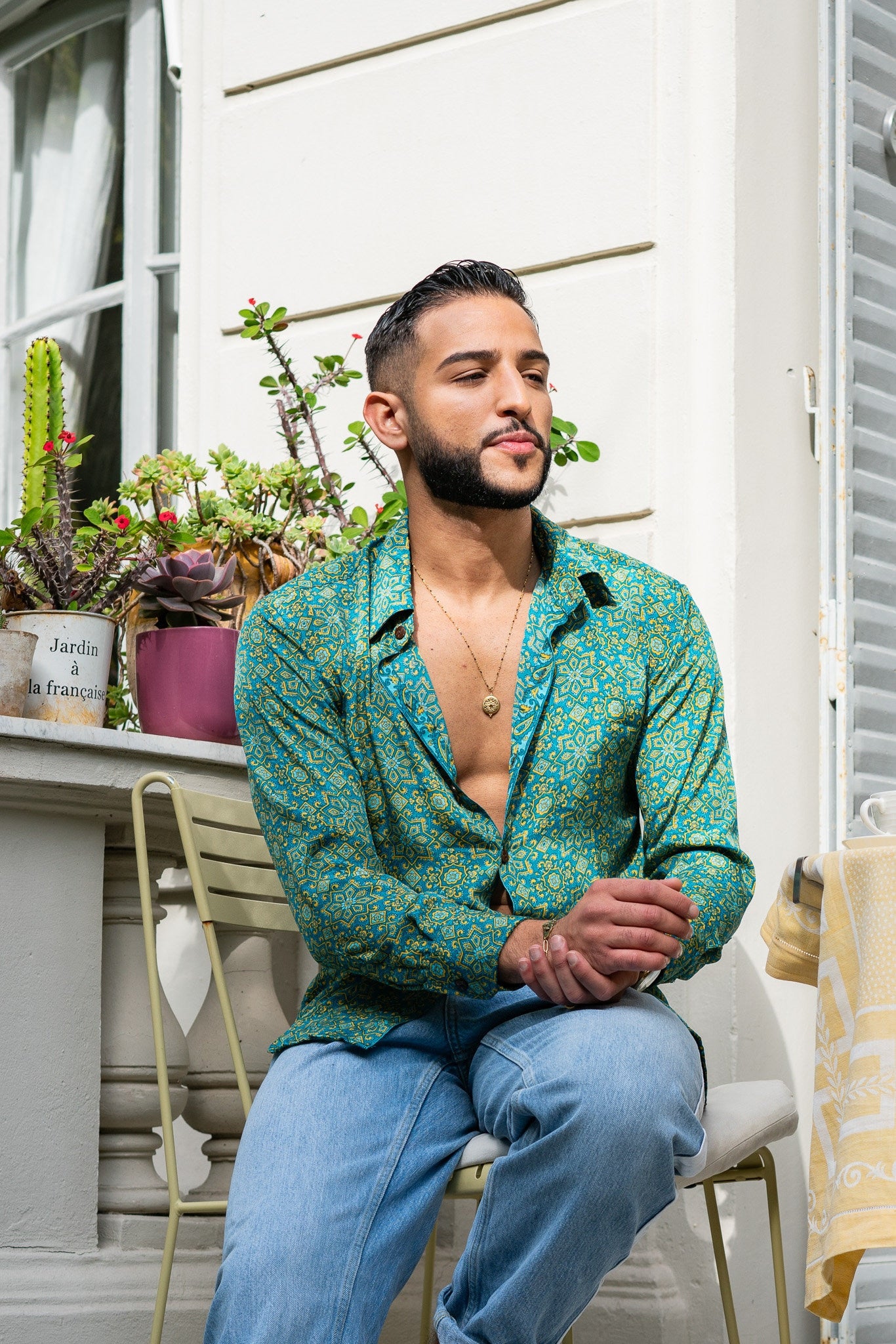 Vintage silk shirt, Long sleeve men's shirt, Boho chic shirt, Vintage retro shirt, Chic shirt for men