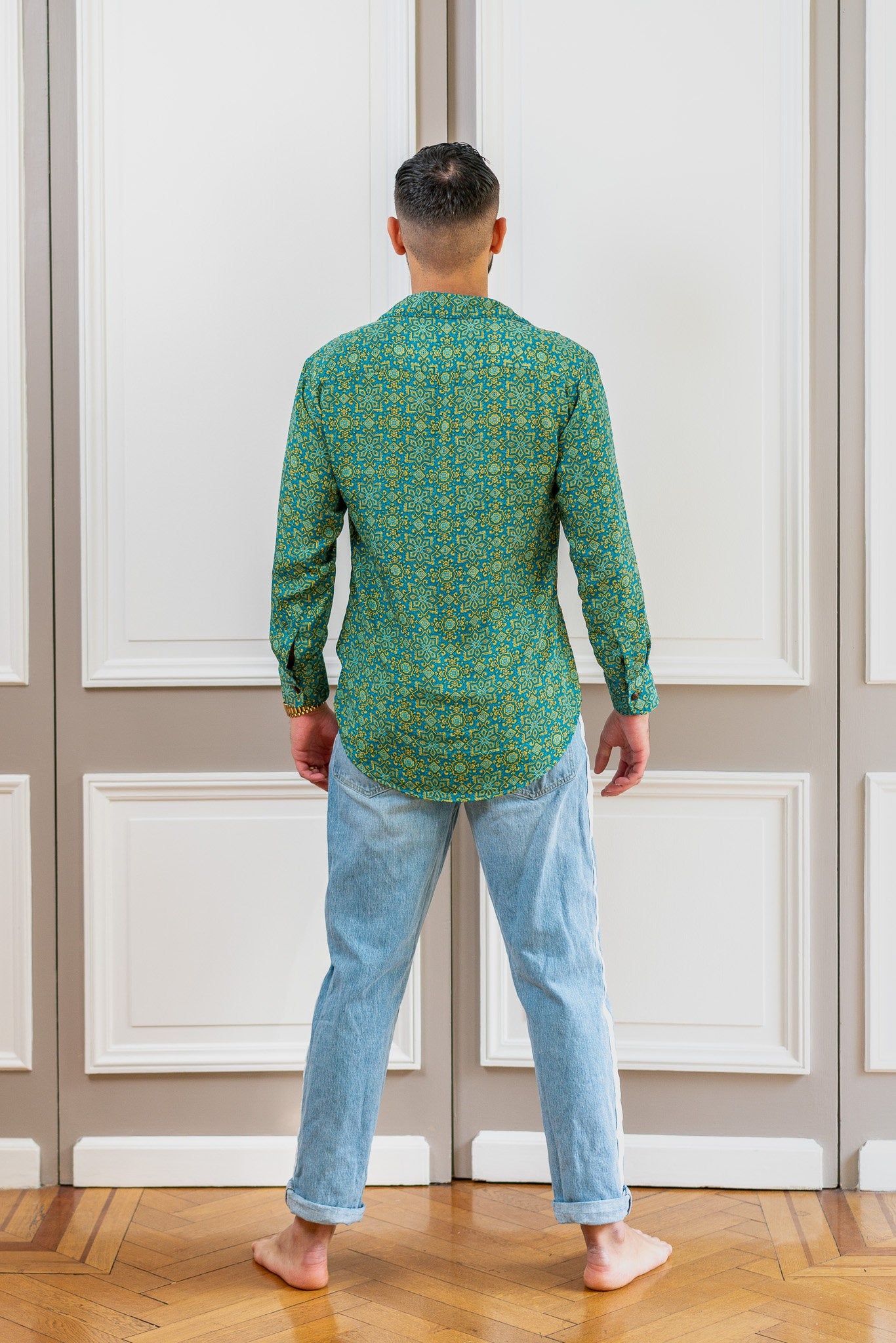 Vintage silk shirt, Long sleeve men's shirt, Boho chic shirt, Vintage retro shirt, Chic shirt for men