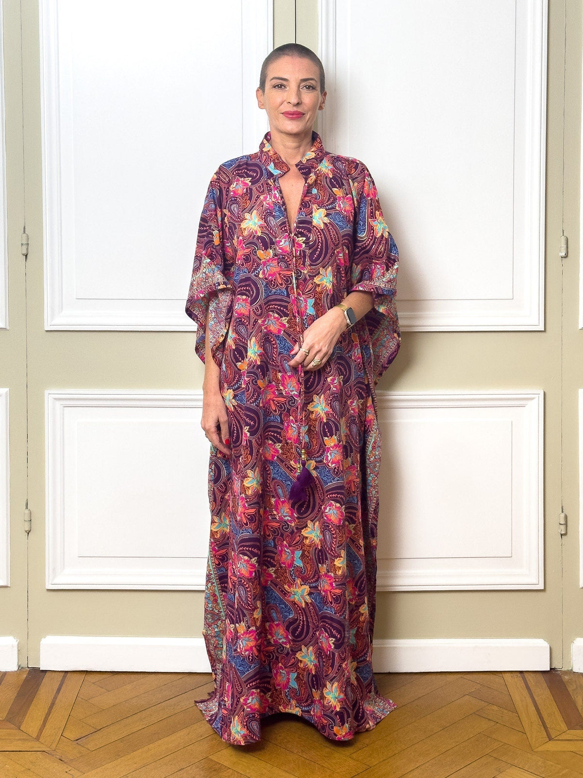 Robe Maxi Kaftan moderne en soie surdimensionnée, robe en soie, robe ample, robe lounge, robe taille plus, cadeau de Noël