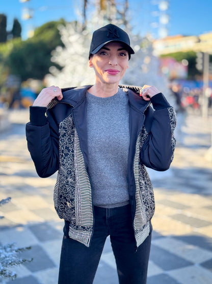 Vintage Reversible Winter Jacket - Reversible Hooded Jacket - Vintage Bomber - Reversible Bomber - Gift for Her