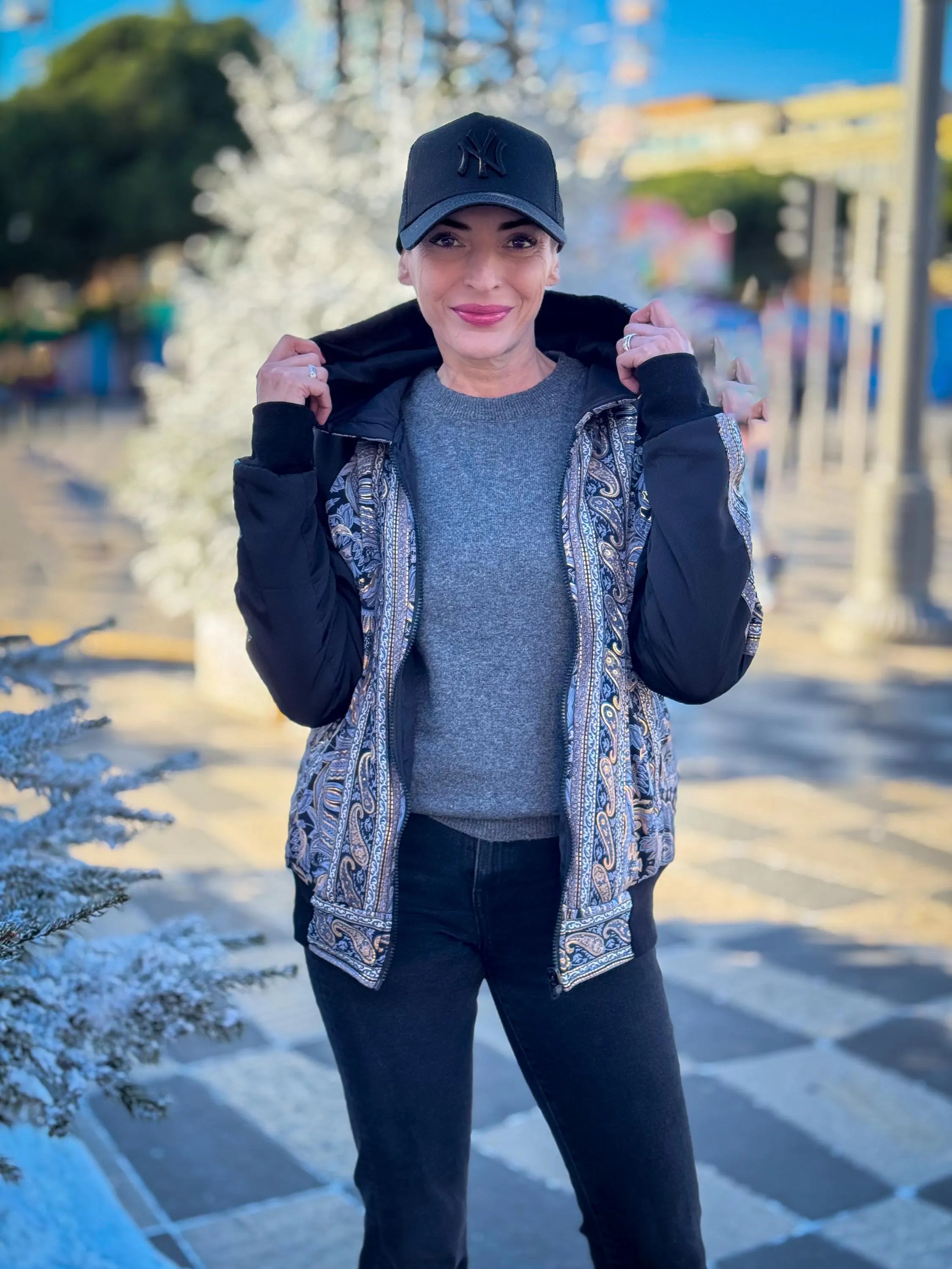 Vintage Reversible Winter Jacket - Reversible Hooded Jacket - Vintage Bomber - Reversible Bomber - Gift for Her