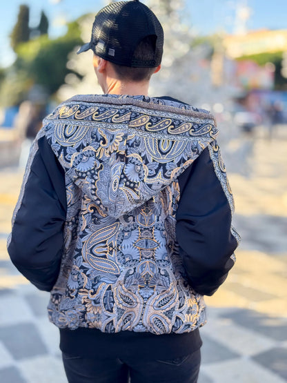 Vintage Reversible Winter Jacket - Reversible Hooded Jacket - Vintage Bomber - Reversible Bomber - Gift for Her